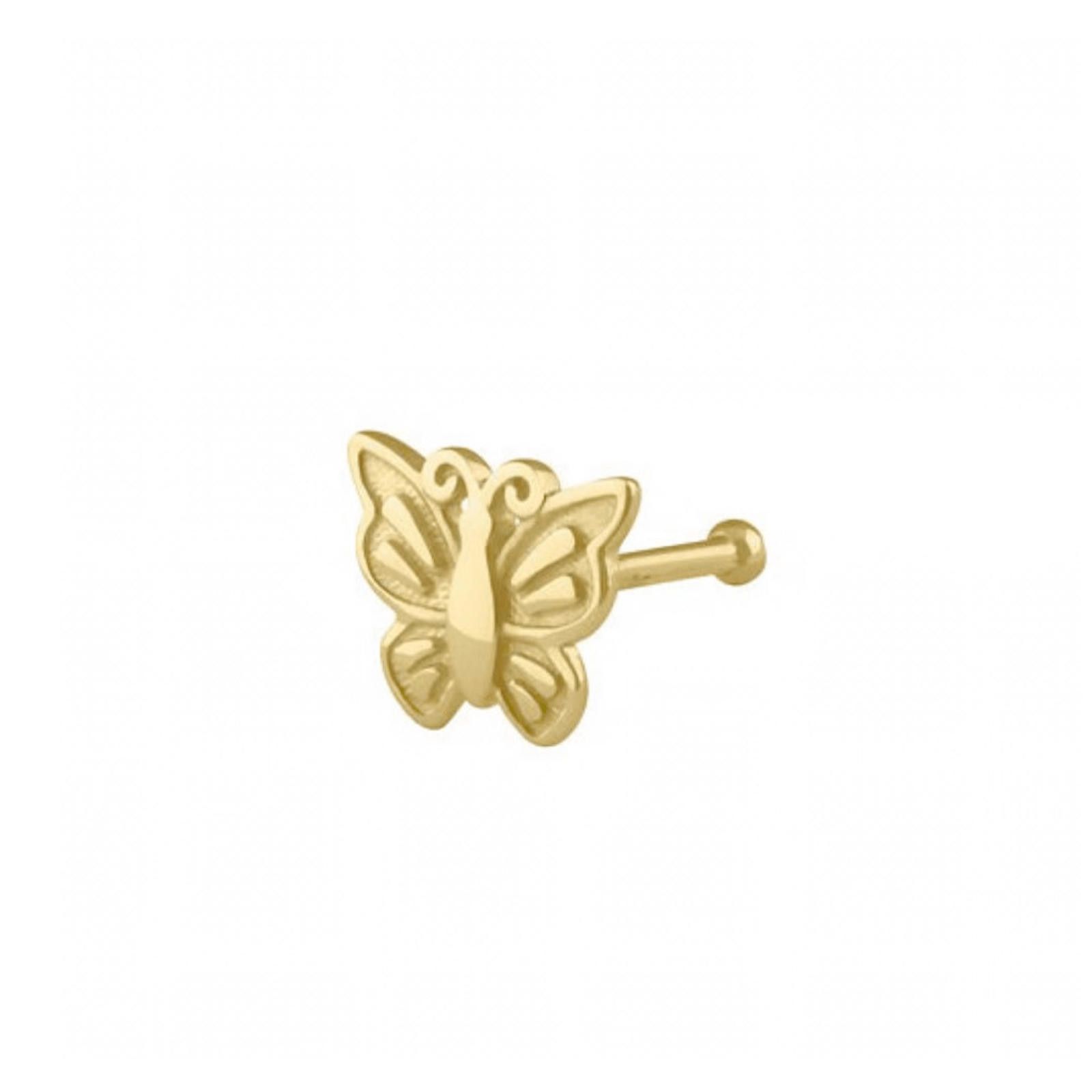 NBDN Nobrandedon Solid 14K Gold Butterfly Nose Stud New Size ONE SIZE - 1 Thumbnail