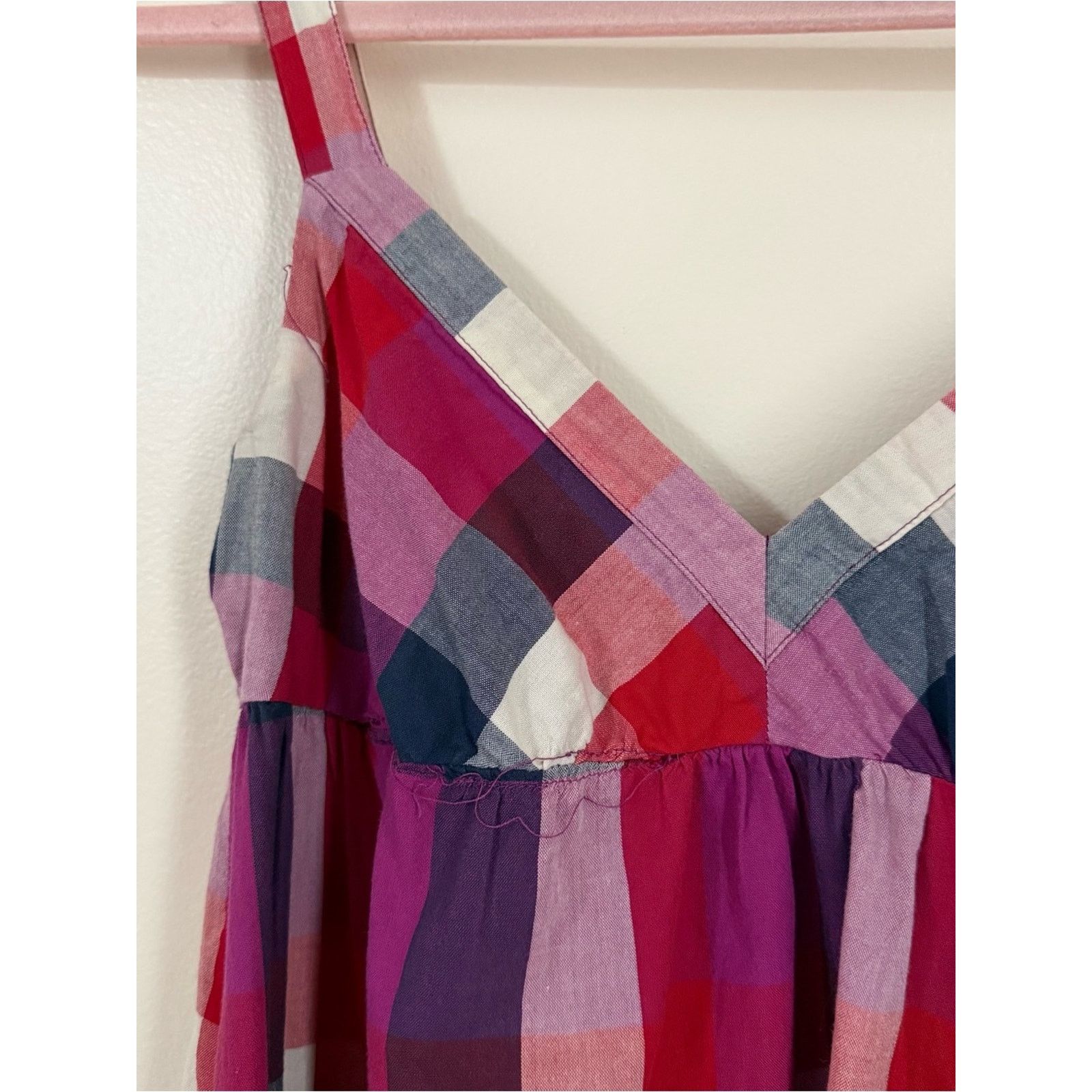 Forever 21 Forever 21 Pink Plaid 100% Cotton Baby Doll Top Sz S Boho Size S / US 4 / IT 40 - 3 Thumbnail