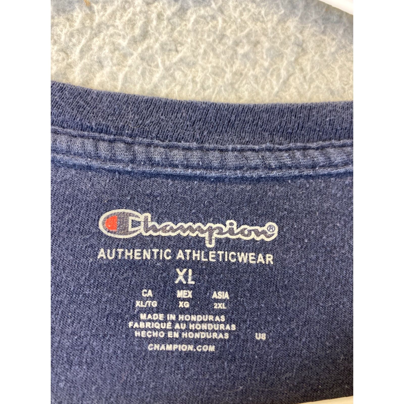 Champion Champion T-Shirt Shirt Crew Neck Mens XL Navy 82-19 | 100% Cotton Basic Tee Short Sleeve Regular Fit Men’s Shirt Size US XL / EU 56 / 4 - 5 Thumbnail