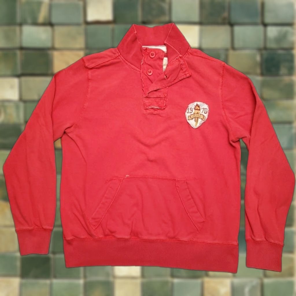 Vintage VTG Ditch Plains Sweatshirt Men M Retro Embroidered Polo Collar Long Sleeve Y2K Red USA Sports Mens Size US M / EU 48-50 / 2 - 1 Thumbnail