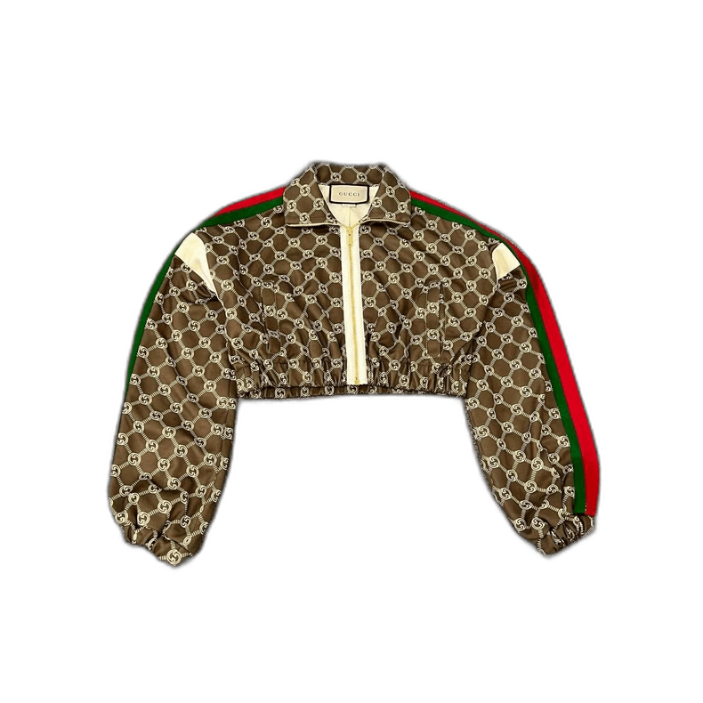 Gucci Gucci Printed Cropped Jacket in Red Green Stripes-2506 Size XS / US 0-2 / IT 36-38 - 1 Thumbnail
