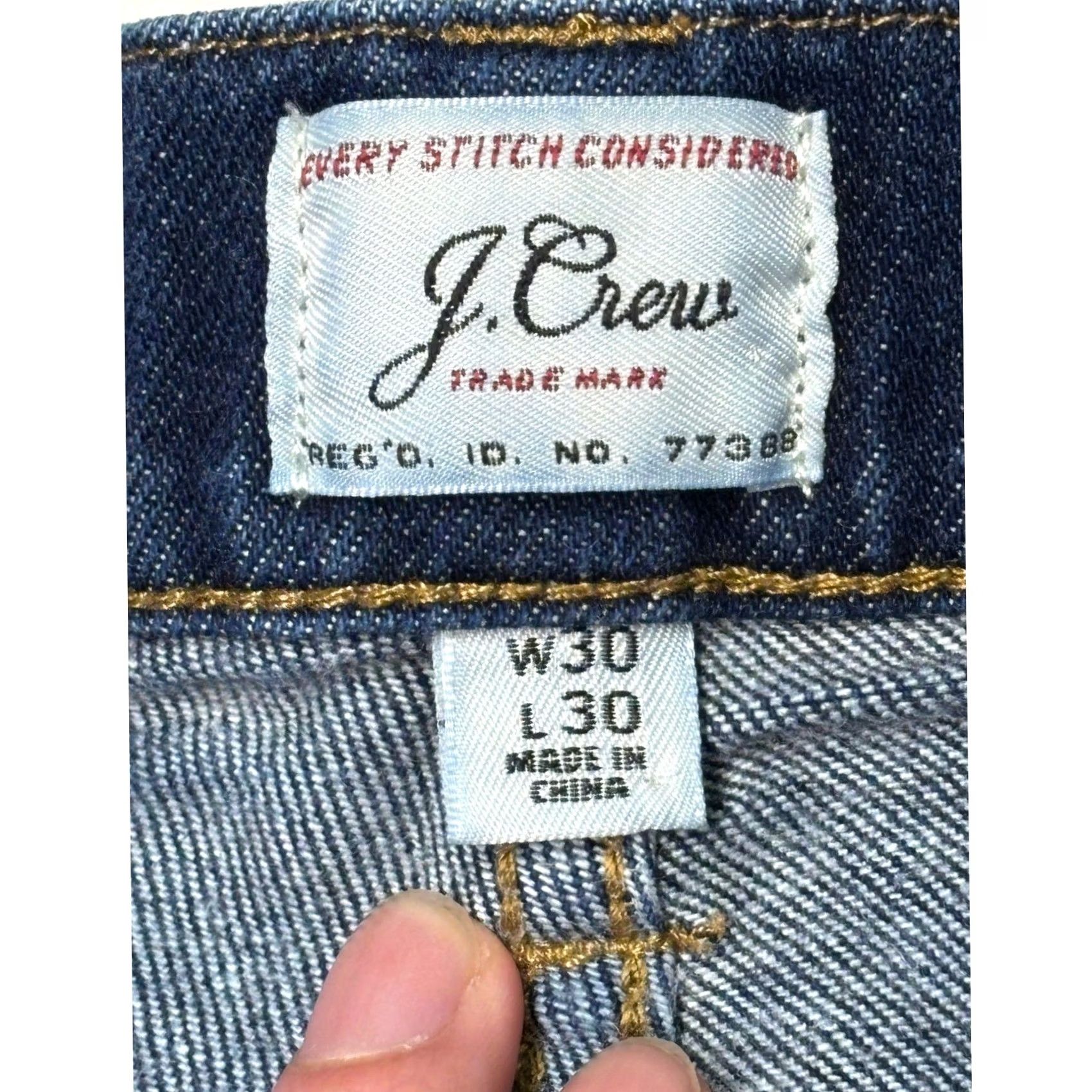 J.Crew J.Crew 770 Straight Jeans Mens 30x27 Dark Wash Denim 5-Pocket Leather Patch Button Zip Size US 30 / EU 46 - 3 Thumbnail