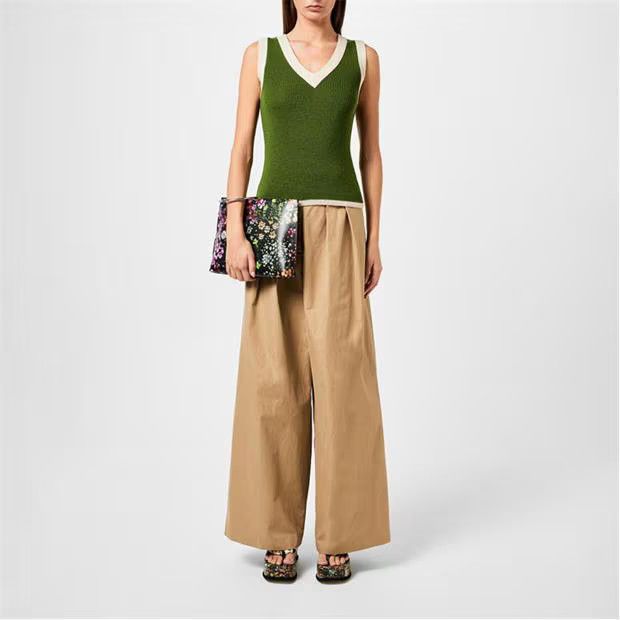 Dries Van Noten o1g2r1mq1024 Pleated Cotton Pant in Beige Size 29" - 6 Thumbnail