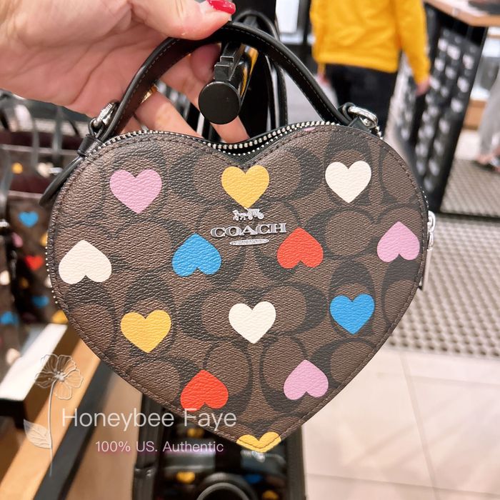 Coach Heart Crossbody In Signature Canvas With Heart Print CP022