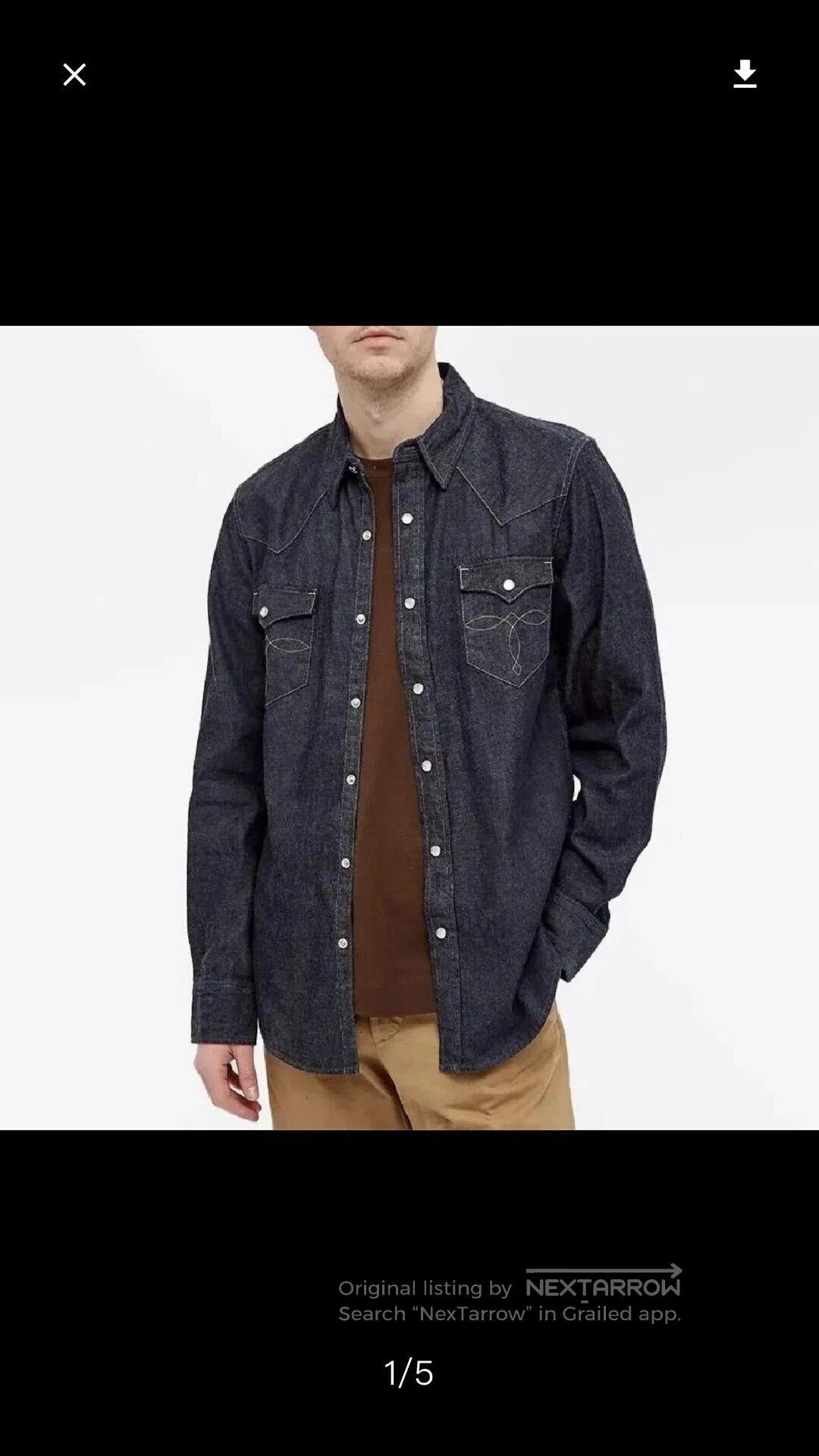 RRL Ralph Lauren RRL Denim Western Long Sleeve Shirt. Size US M / EU 48-50 / 2 - 8 Thumbnail