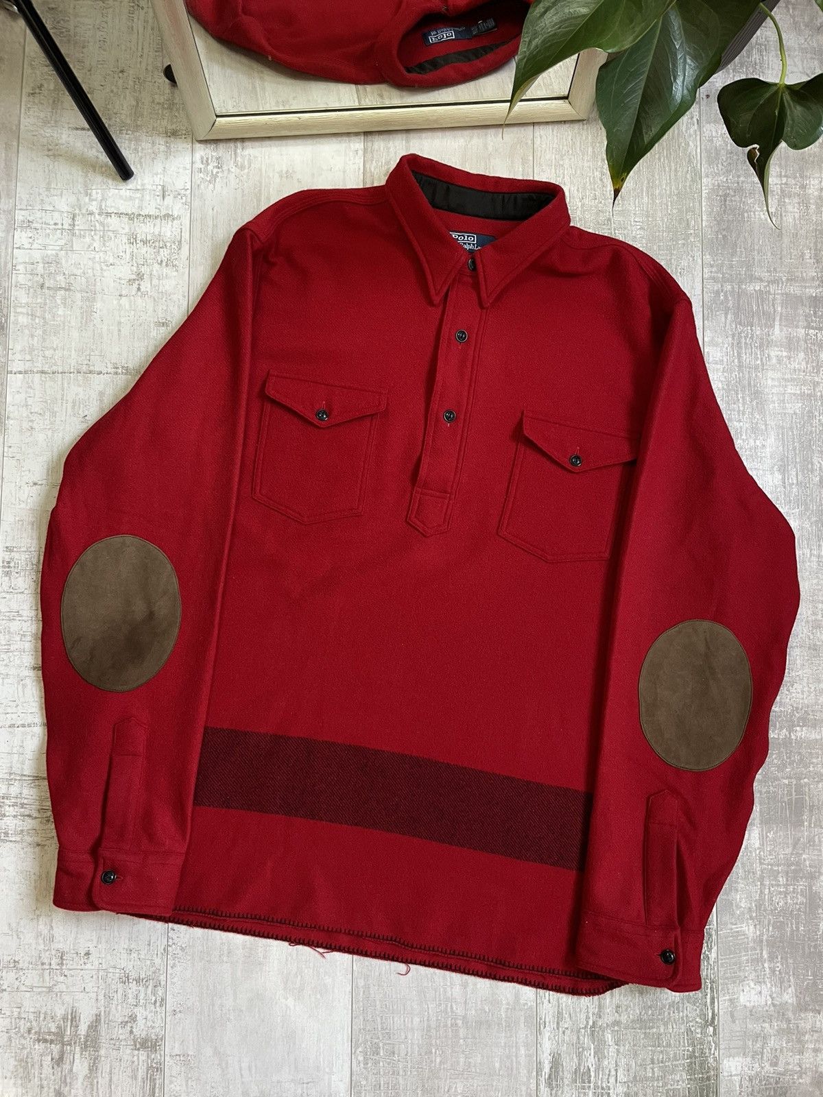 Polo Ralph Lauren Wool Overshot Shirt Red Suede RARE