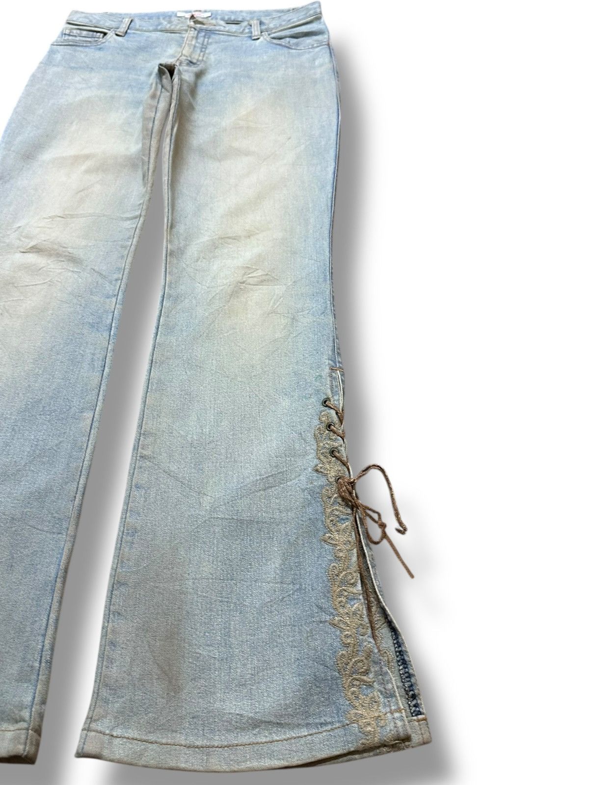 Japanese Brand Vintage Maitresse Flare Bootcut Faded Mudwash Denim Size 29" - 4 Thumbnail