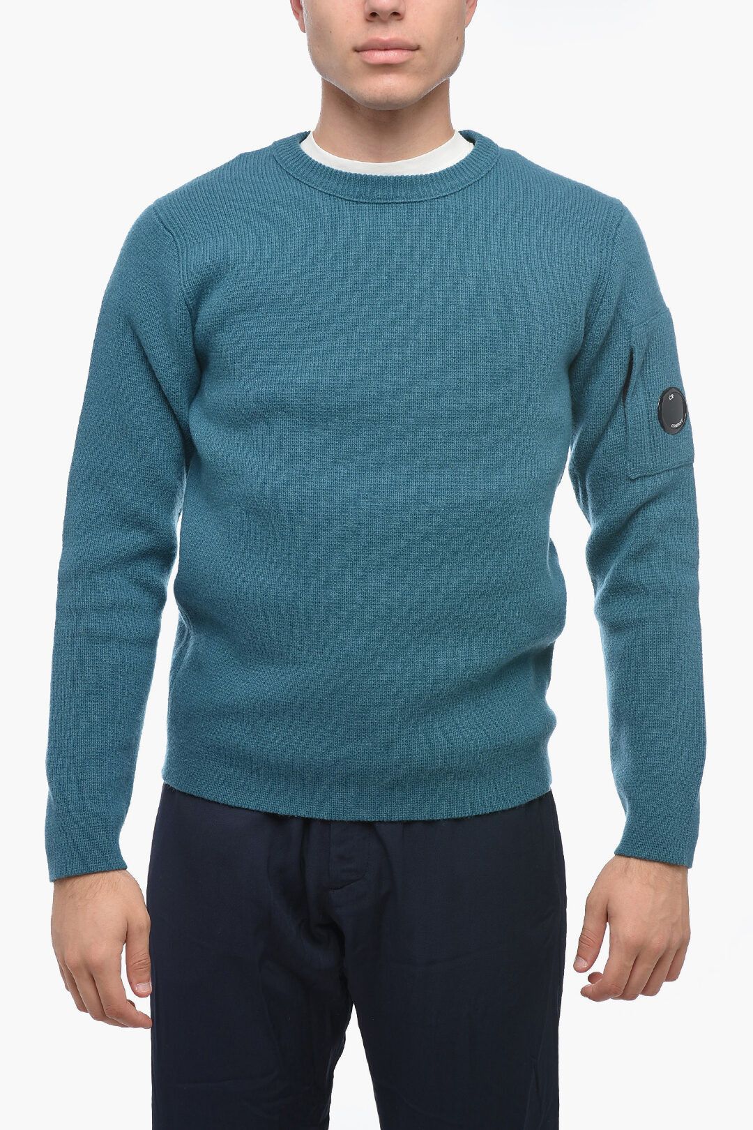 C.P. Company og1mm1024 Wool Blend Crewneck Sweater in Blue Size US M / EU 48-50 / 2 - 1 Thumbnail