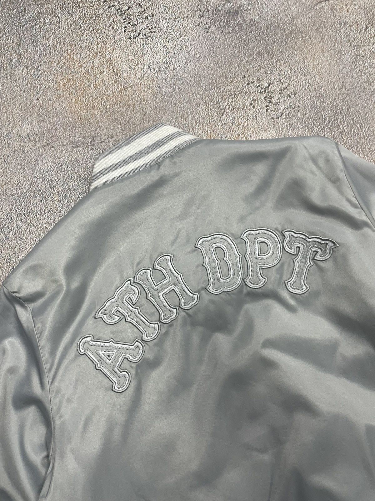 Nike Vintage Nike Athletic Big Logo Satin Bomber Jacket Size US S / EU 44-46 / 1 - 10 Thumbnail