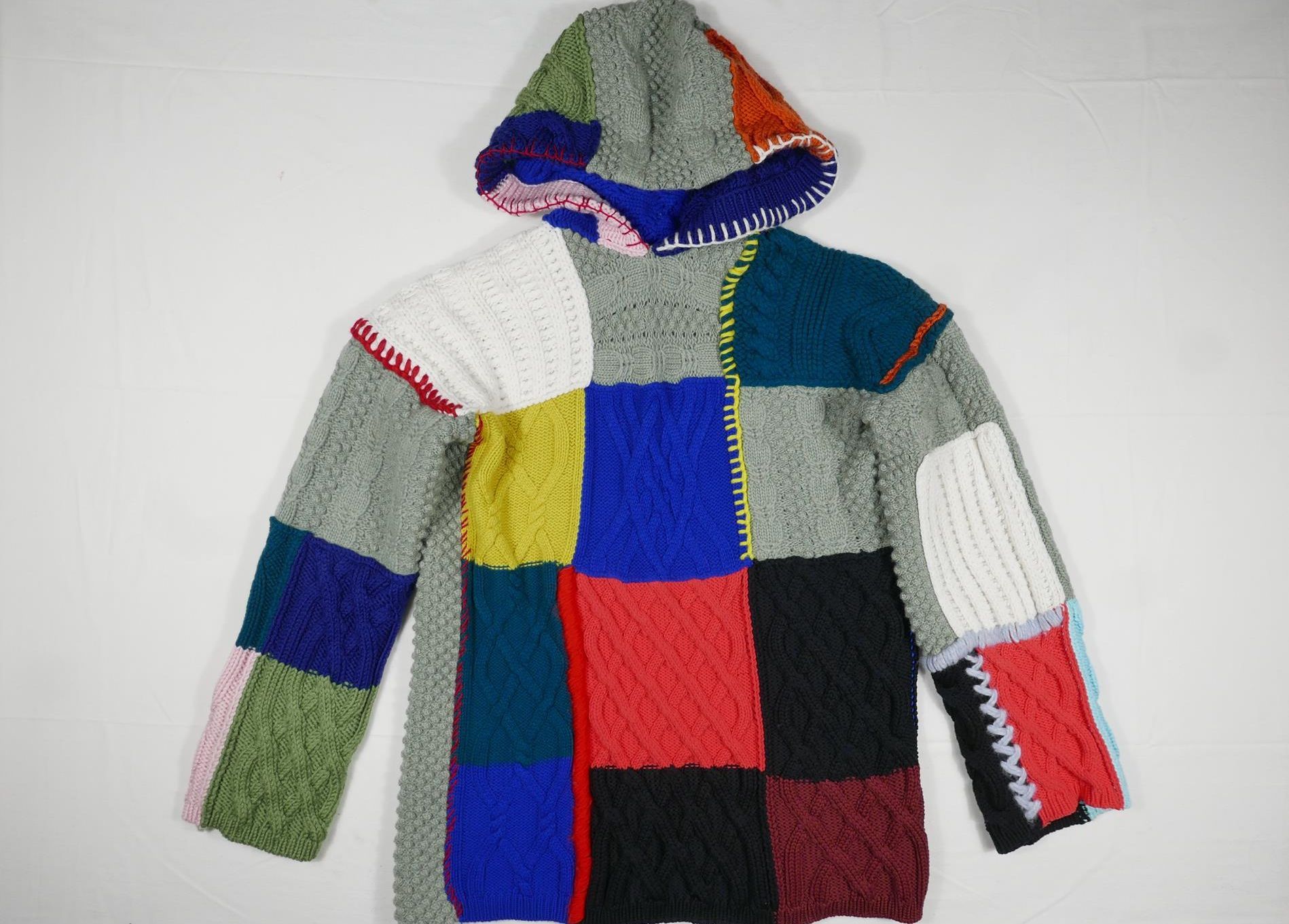 image of Burberry London Sweater Hoodie Patchwork Wool Cable M, Women's (Size Medium)
