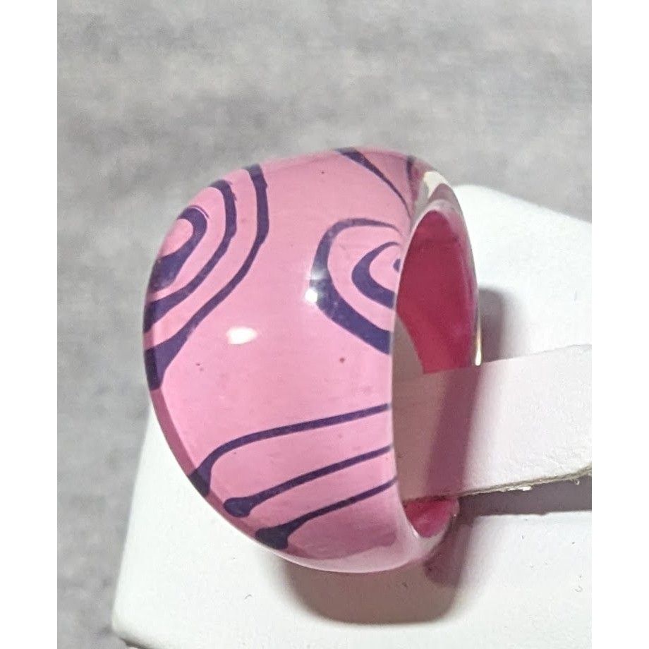 Other Bubblegum Pink And Purple Abstract Swirl Retro Chunky Ring S Size ONE SIZE - 10 Thumbnail