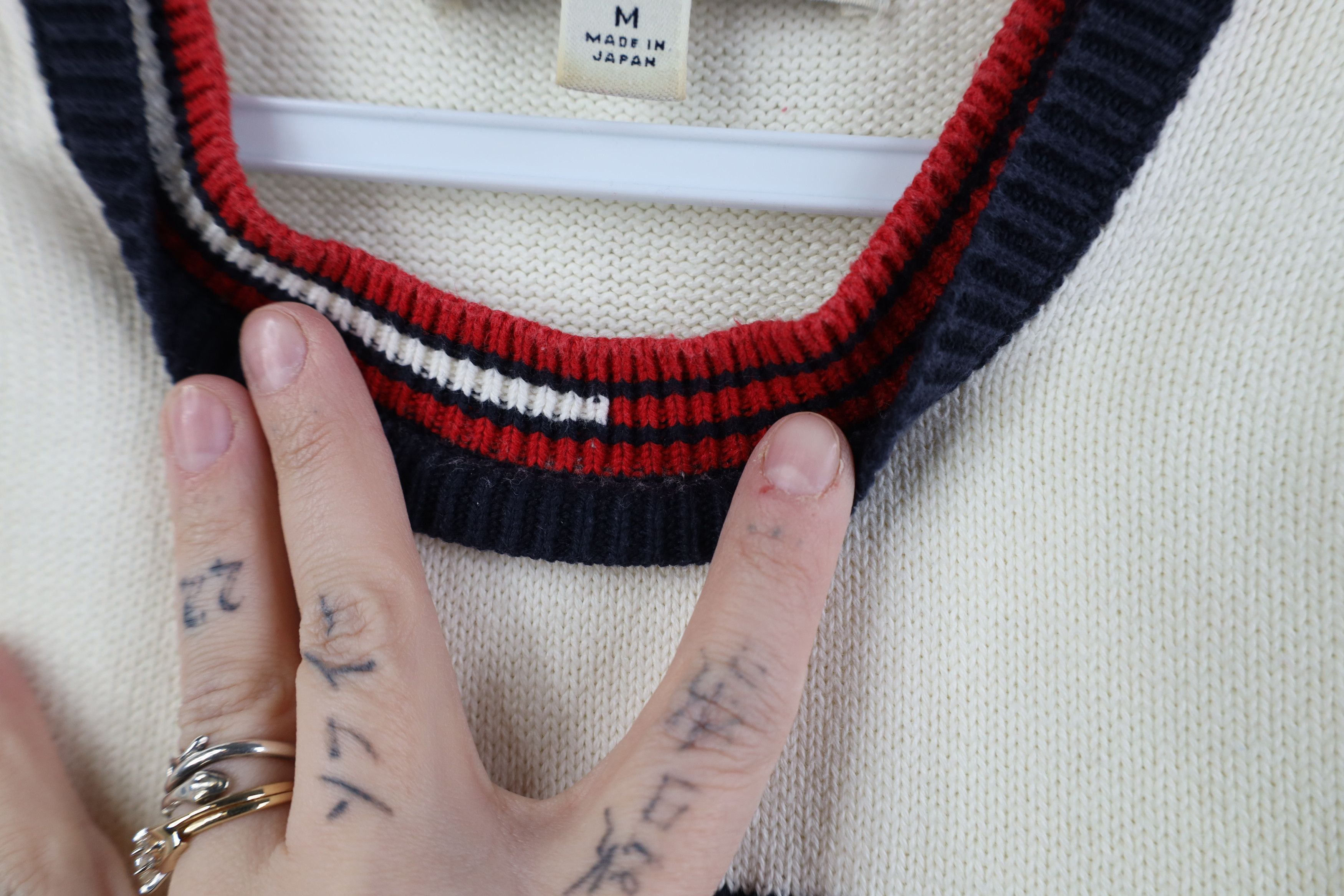 Tommy Hilfiger Vintage 90s Y2K Tommy Hilfiger Logo Knit Sweater Cream Size M / US 6-8 / IT 42-44 - 9 Thumbnail