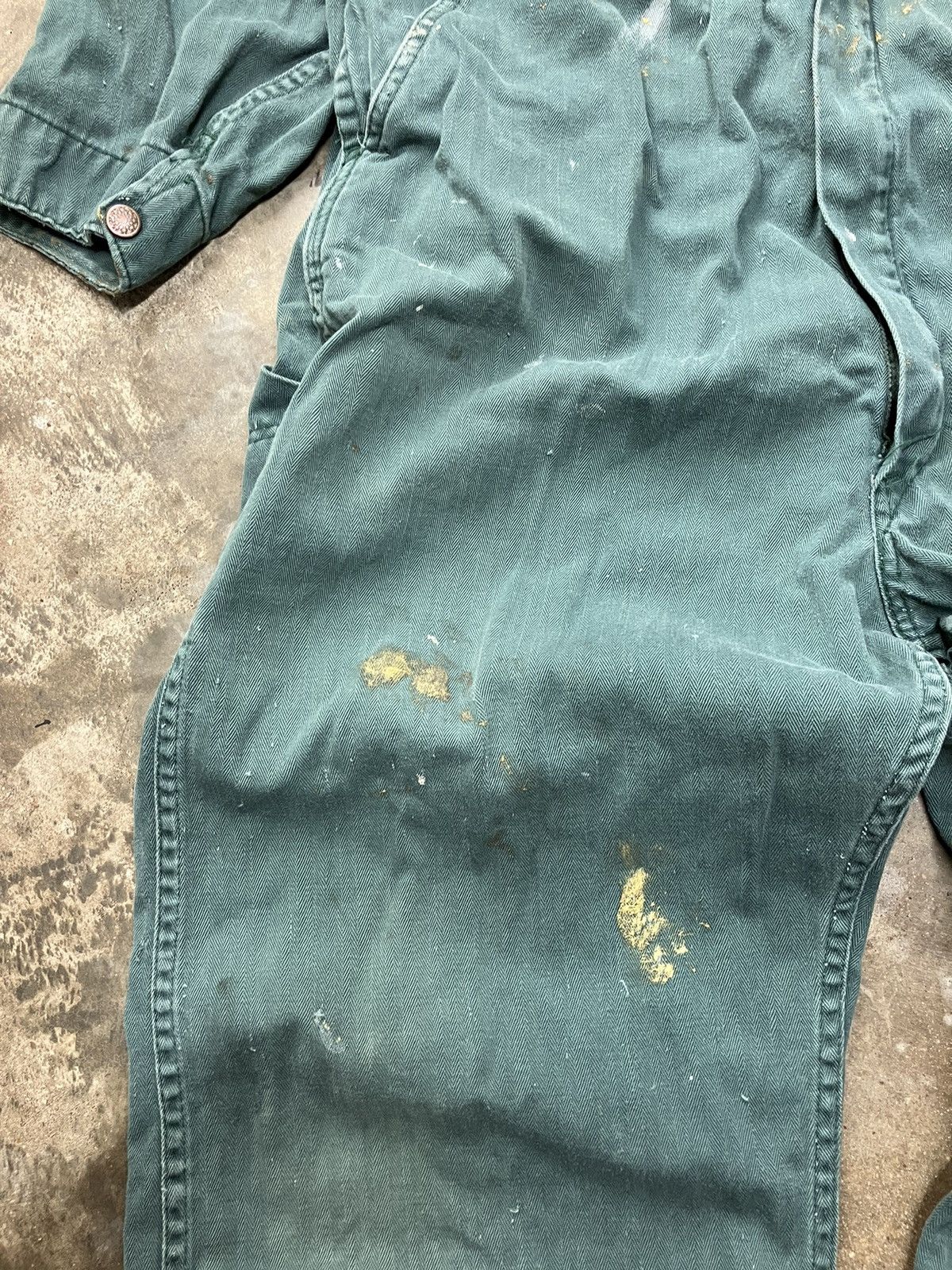 Vintage 60’s Blue Top Teal Green Herringbone Coveralls Size US 38 / EU 54 - 6 Thumbnail