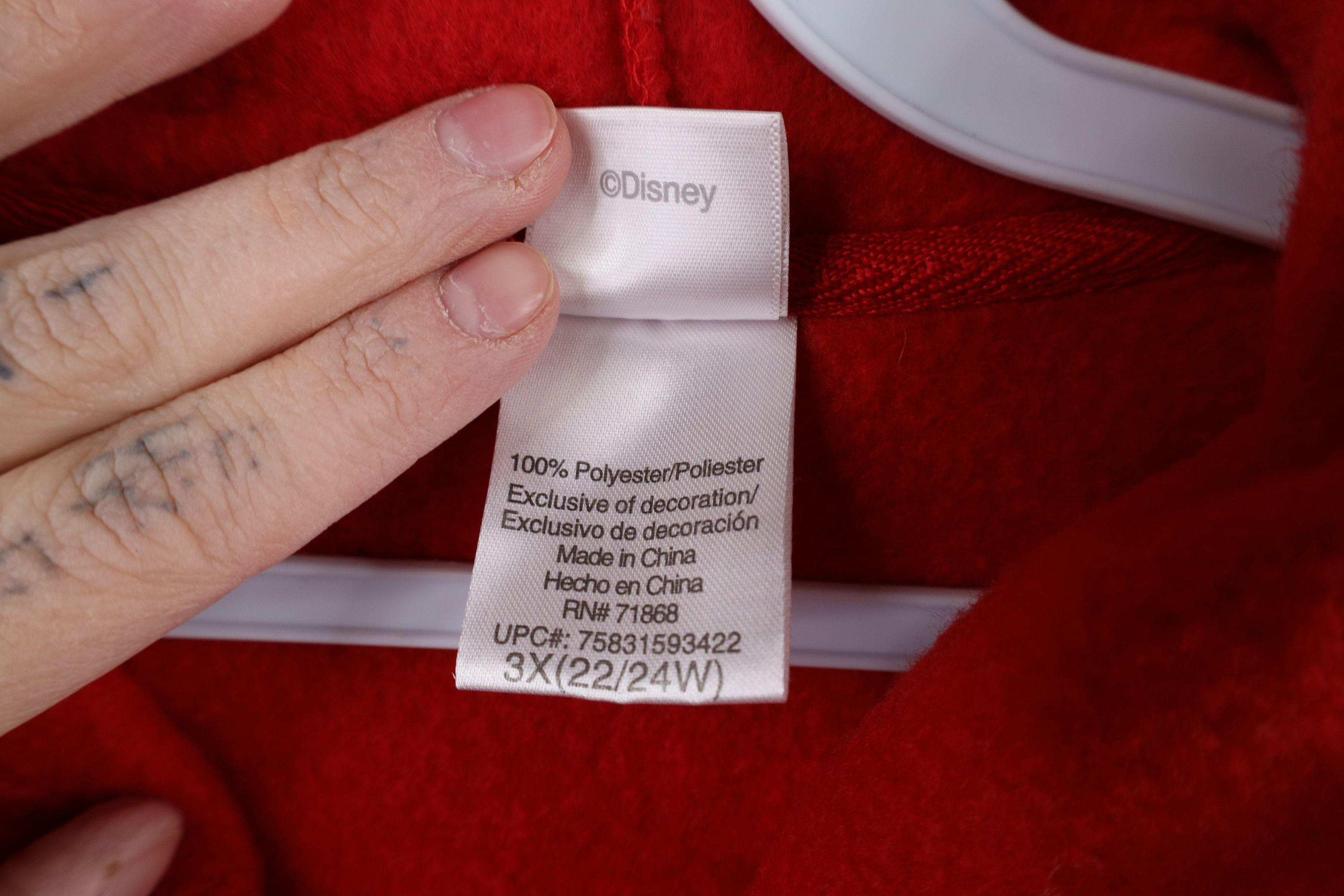 Disney × Vintage Vintage 90s Disney Mickey Mouse Full Zip Fleece Hoodie Red Size 3XL / US 20-22 - 10 Thumbnail