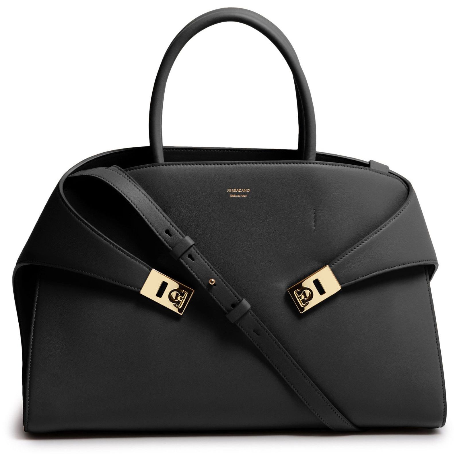 Salvatore Ferragamo FERRAGAMO Hug Large Black Leather Top Handle Bag New Size ONE SIZE - 1 Thumbnail