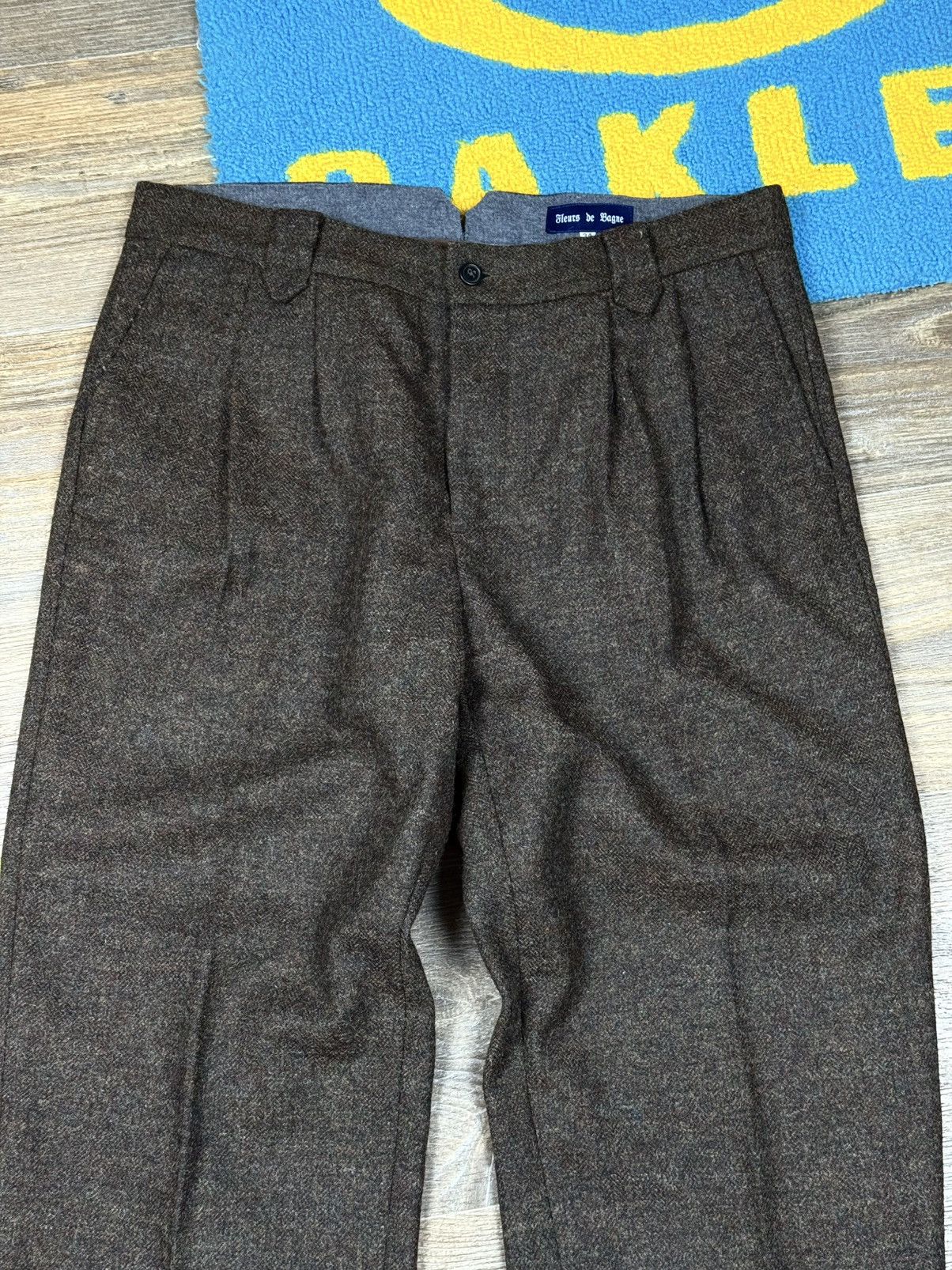 Fleurs de Bagne Wool Tweed Brown Trousers Pant