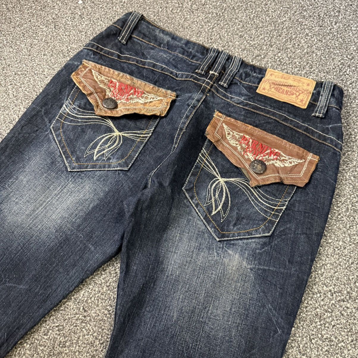 If Six Was Nine Insane Japanese Leather Flared Sick Soul Distressed Y2K LGB Size US 34 / EU 50 - 5 Thumbnail