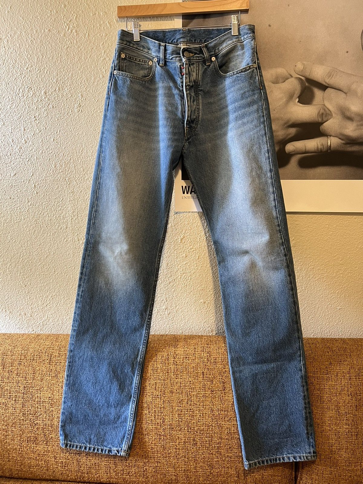 image of Maison Margiela Straight Jeans Size 30 in Blue, Men's
