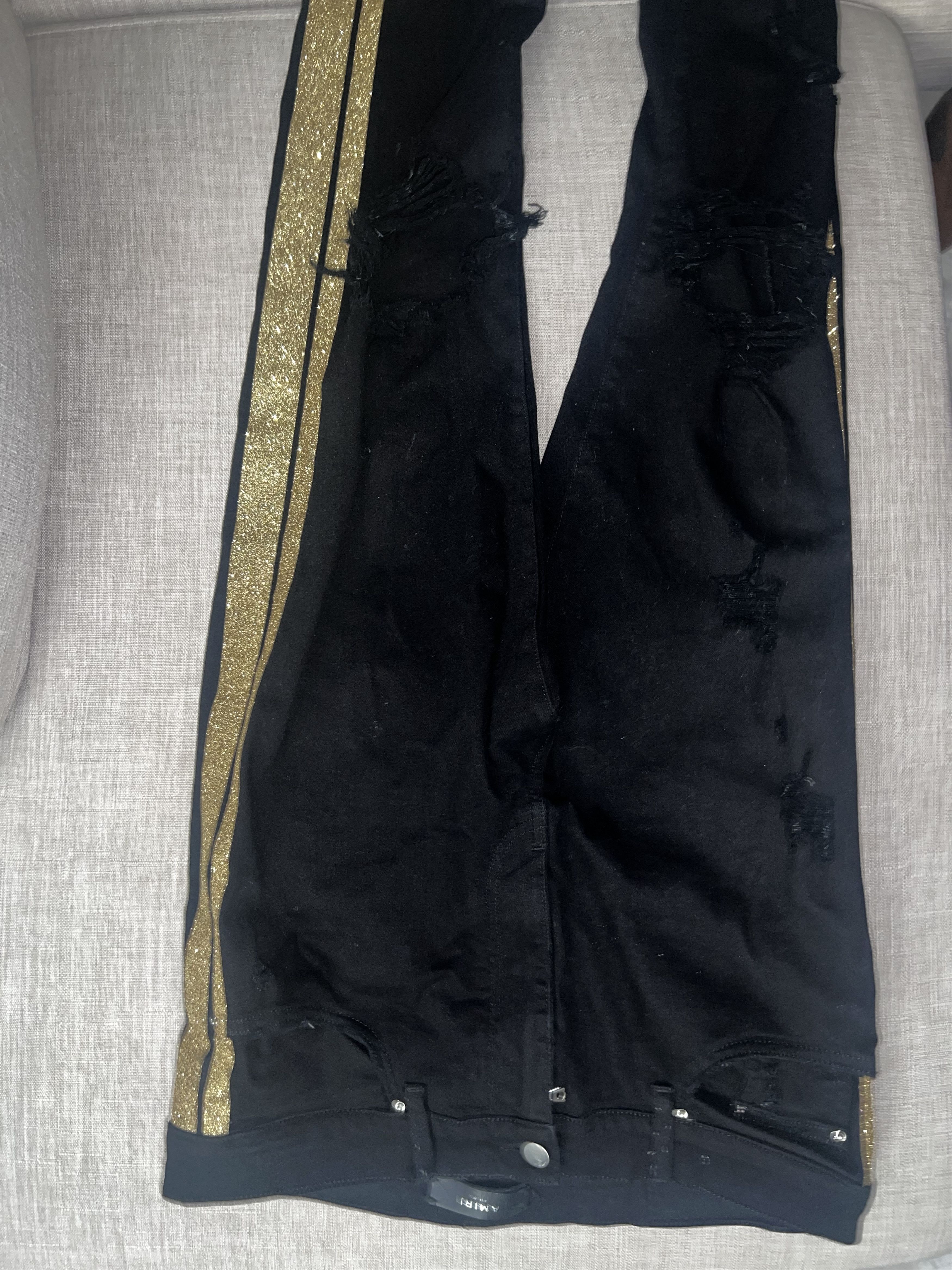 Black and Gold Glitter Amiri