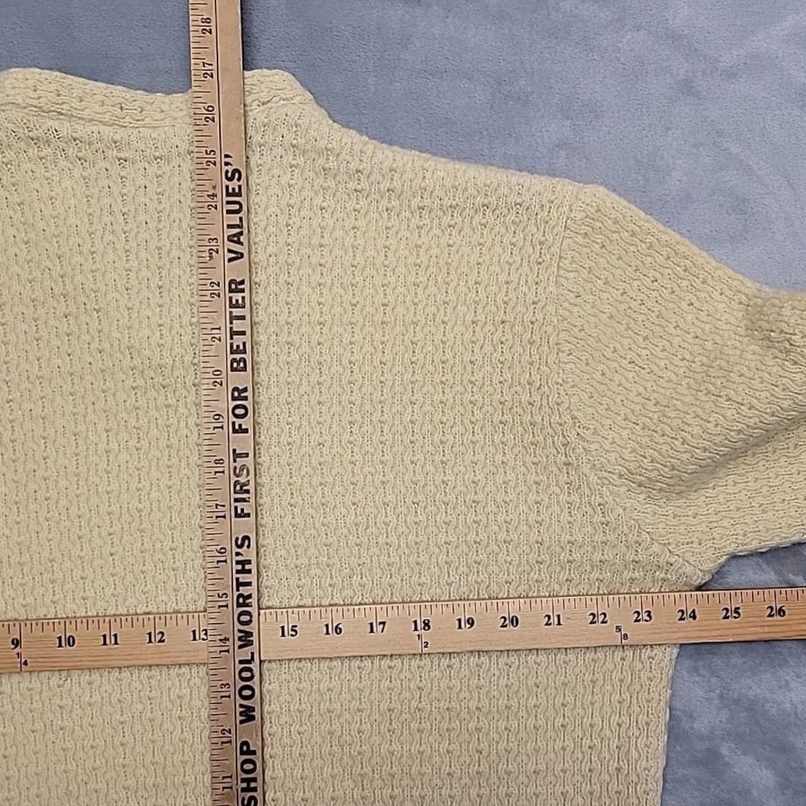 Vintage VTG Hand knit Sweater Mens L Pale Yellow Textured Fisherman Ellen Stubblefield Size US L / EU 52-54 / 3 - 8 Thumbnail