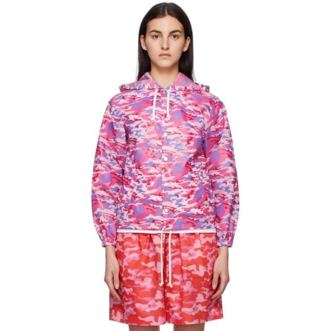 Comme des Garcons Comme des Garcons Girl Pink and Blue Camo Hooded Jacket Size S / US 4 / IT 40 - 1 Thumbnail