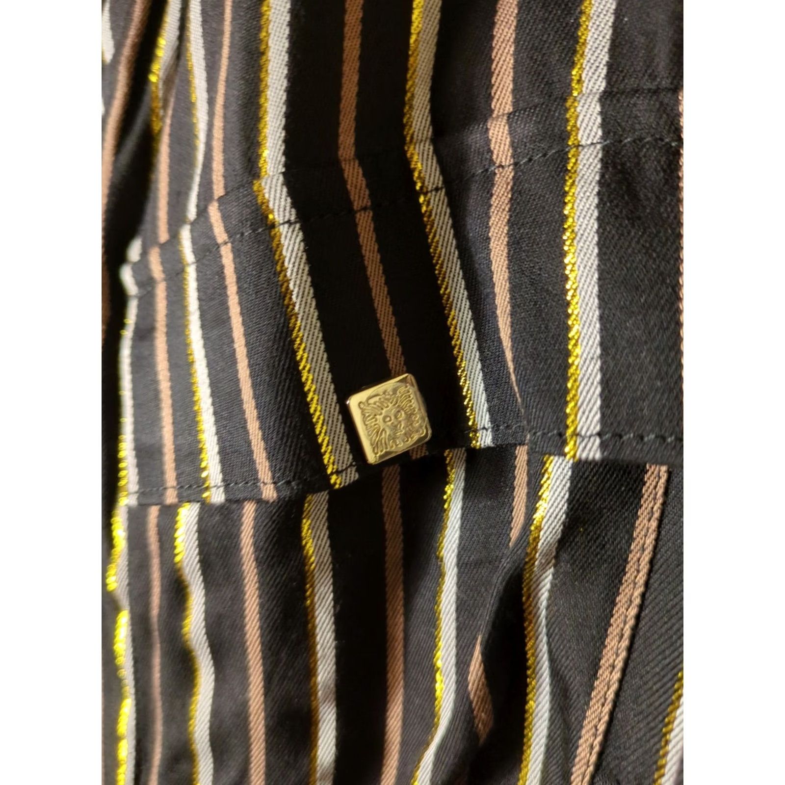 Anne Klein Anne Klein Blouse 3/4 Sleeve Full Zip Striped Multicolor Gold Accents NWT Plus 2XL Women’s Shirt Size XXL / US 16-18 / IT 52-54 - 5 Thumbnail