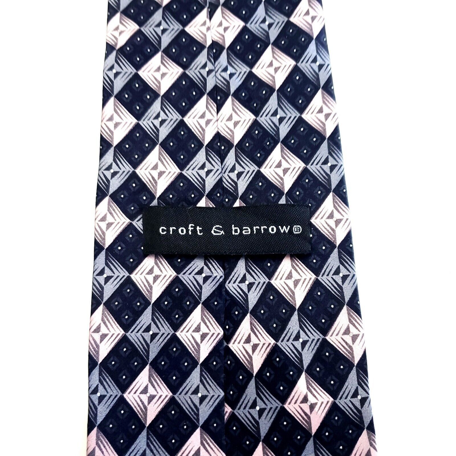 Croft & Barrow Croft & Barrow Blue Pink Silk Tie Woven Check Size ONE SIZE - 4 Thumbnail