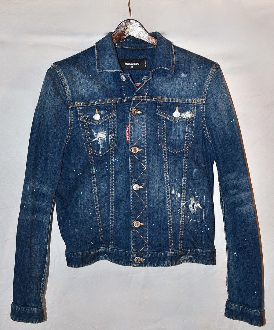 Dsquared2 DSQUARED2 Distressed Paint Splatter Denim Jacket 48 Slim Size US S / EU 44-46 / 1 - 3 Thumbnail