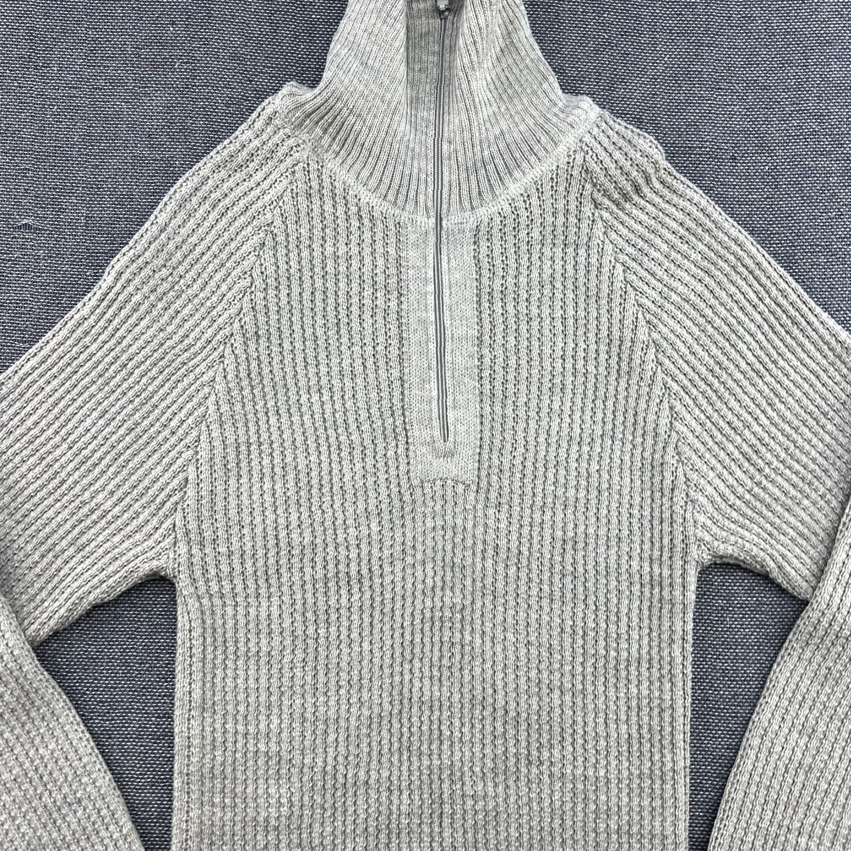 Vintage LANULLVA Womens Sweater Large Knit 1/4 Zip Beige Wool Turtleneck Thermal Pullover Knit Shirt Womens Size L / US 10 / IT 46 - 5 Thumbnail