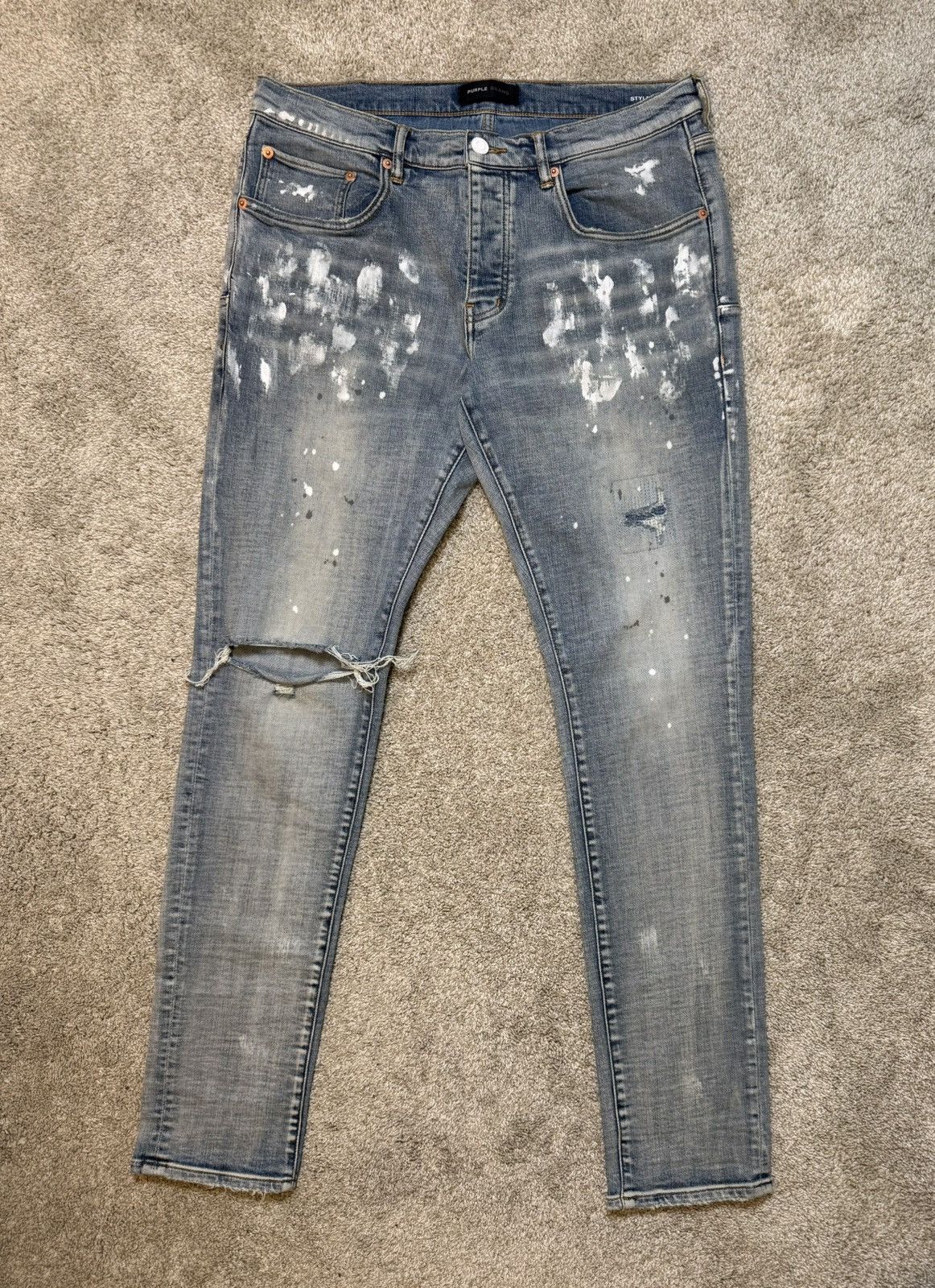 Purple Brand Purple Brand Paint Blowout Jeans Light Indigo Size US 34 / EU 50 - 1 Thumbnail