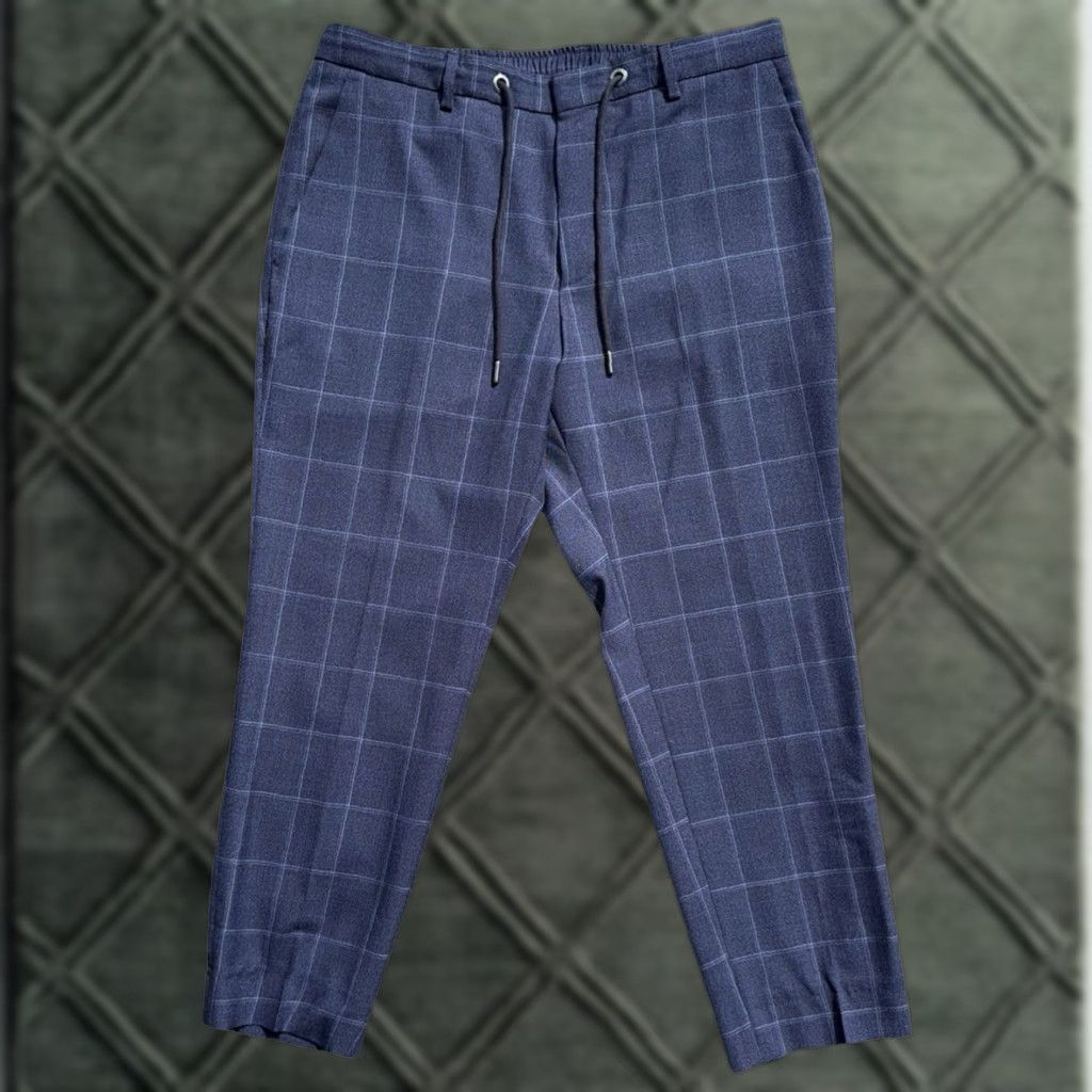 Vintage Hugo Boss Sweatpants Blue Checkered Drawstring 48 Men Pants Regular Size 48 Mens Size US 32 / EU 48 - 1 Thumbnail