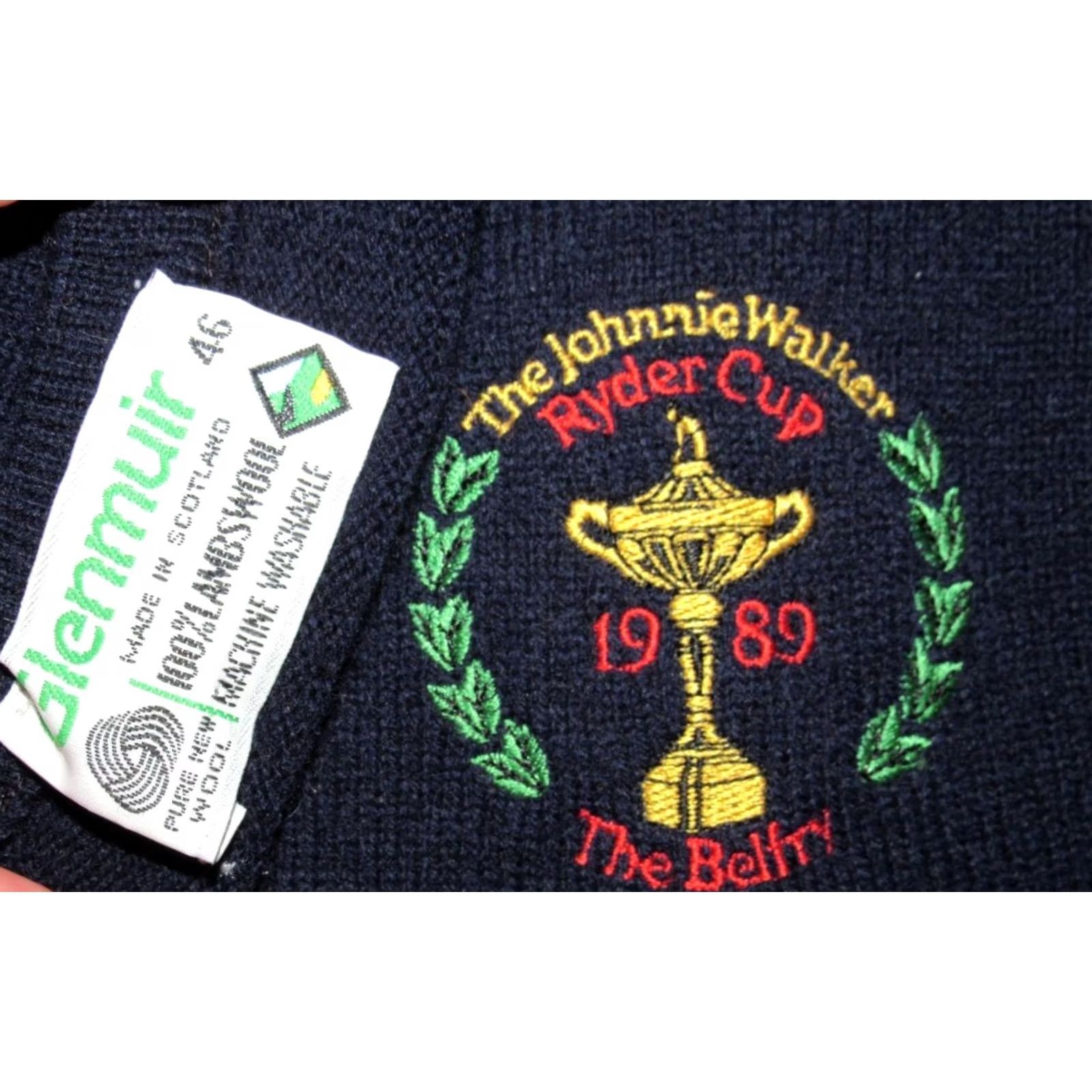 Vintage Vtg 1989 Ryder Cup Belfry Navy Blue Wool V Neck Golf Sweater 46 Size US XXL / EU 58 / 5 - 3 Thumbnail