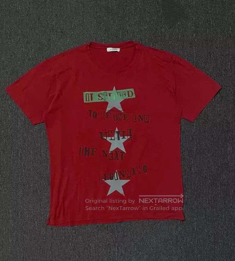 Valentino Valentino Red Distressed Short Sleeve T. Size US L / EU 52-54 / 3 - 2 Thumbnail