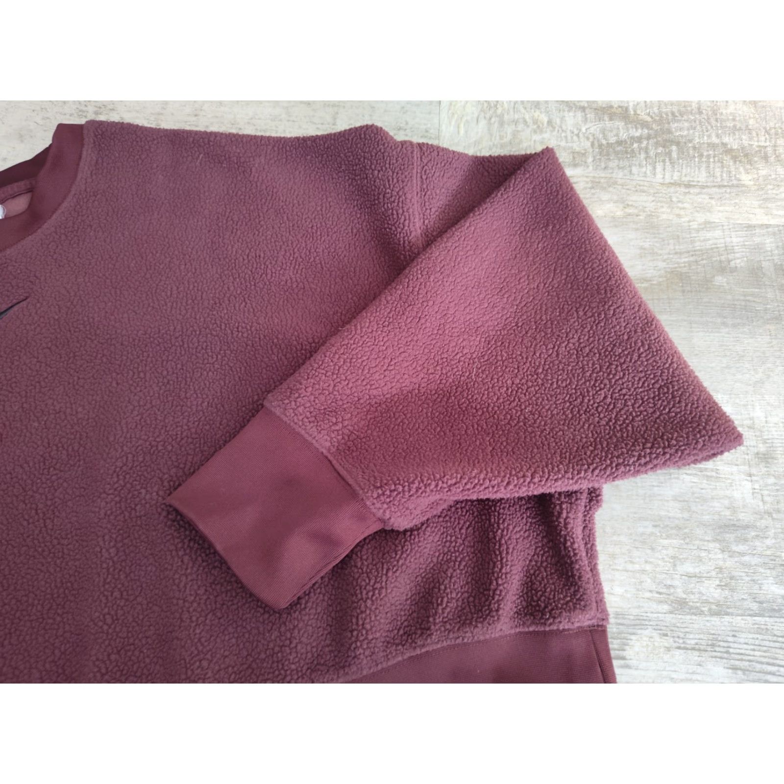 Nike Nike Women’s Plush Mod Crop Crewneck Sweatshirt Center Swoosh Burgundy Size M Size M / US 6-8 / IT 42-44 - 3 Thumbnail