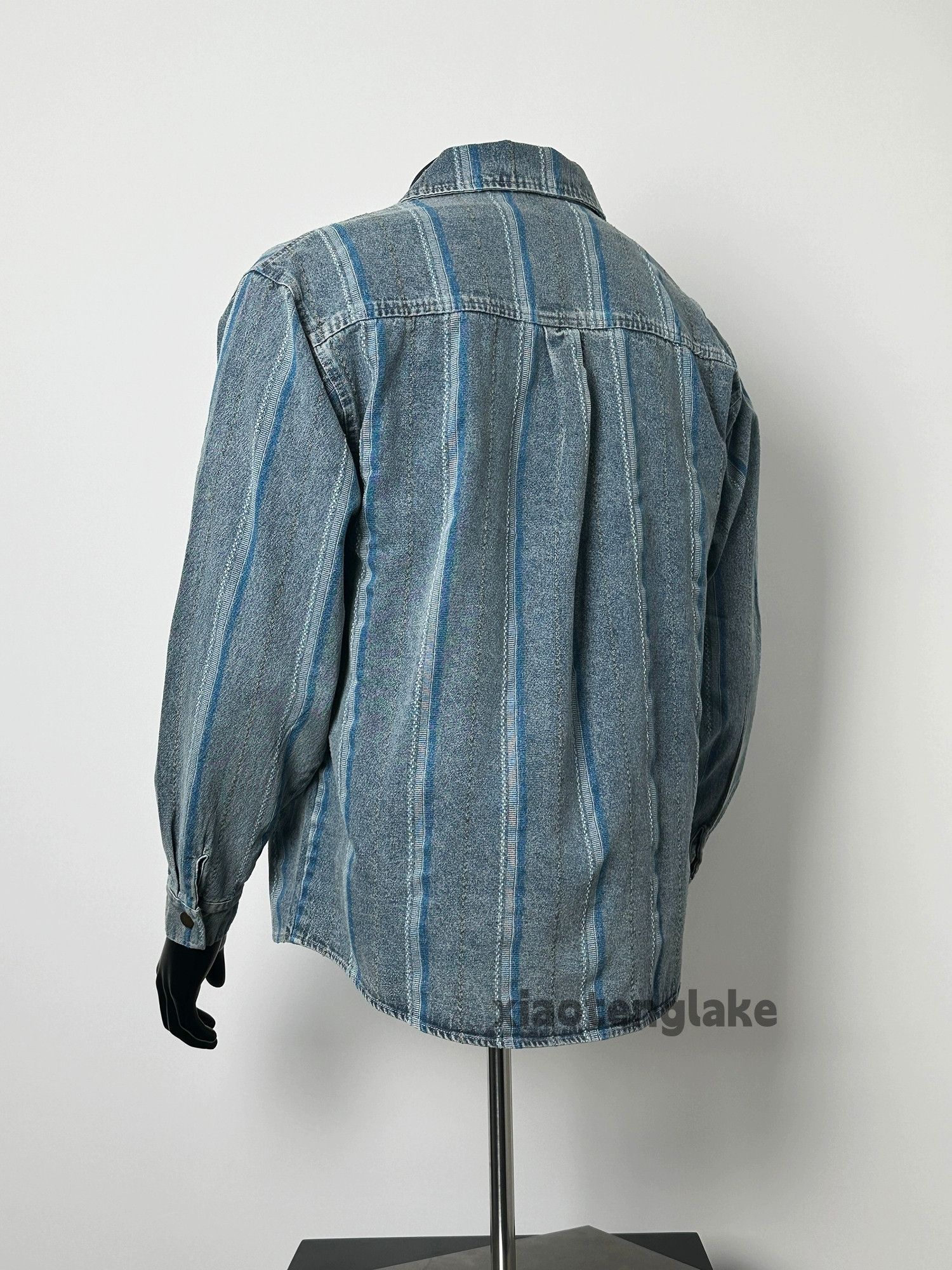 Vintage Unisex washed retro faded cleanfit yuppie striped shirt Size US L / EU 52-54 / 3 - 5 Thumbnail