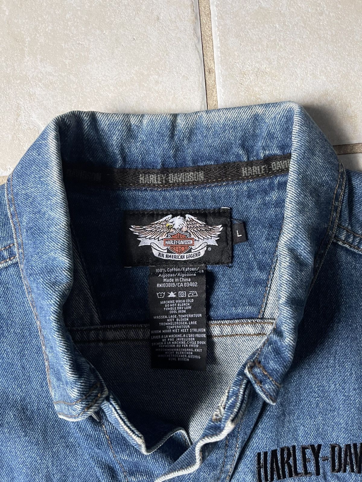 Harley Davidson Harley Davidson embroidered jean vest Vintage Size US L / EU 52-54 / 3 - 4 Thumbnail