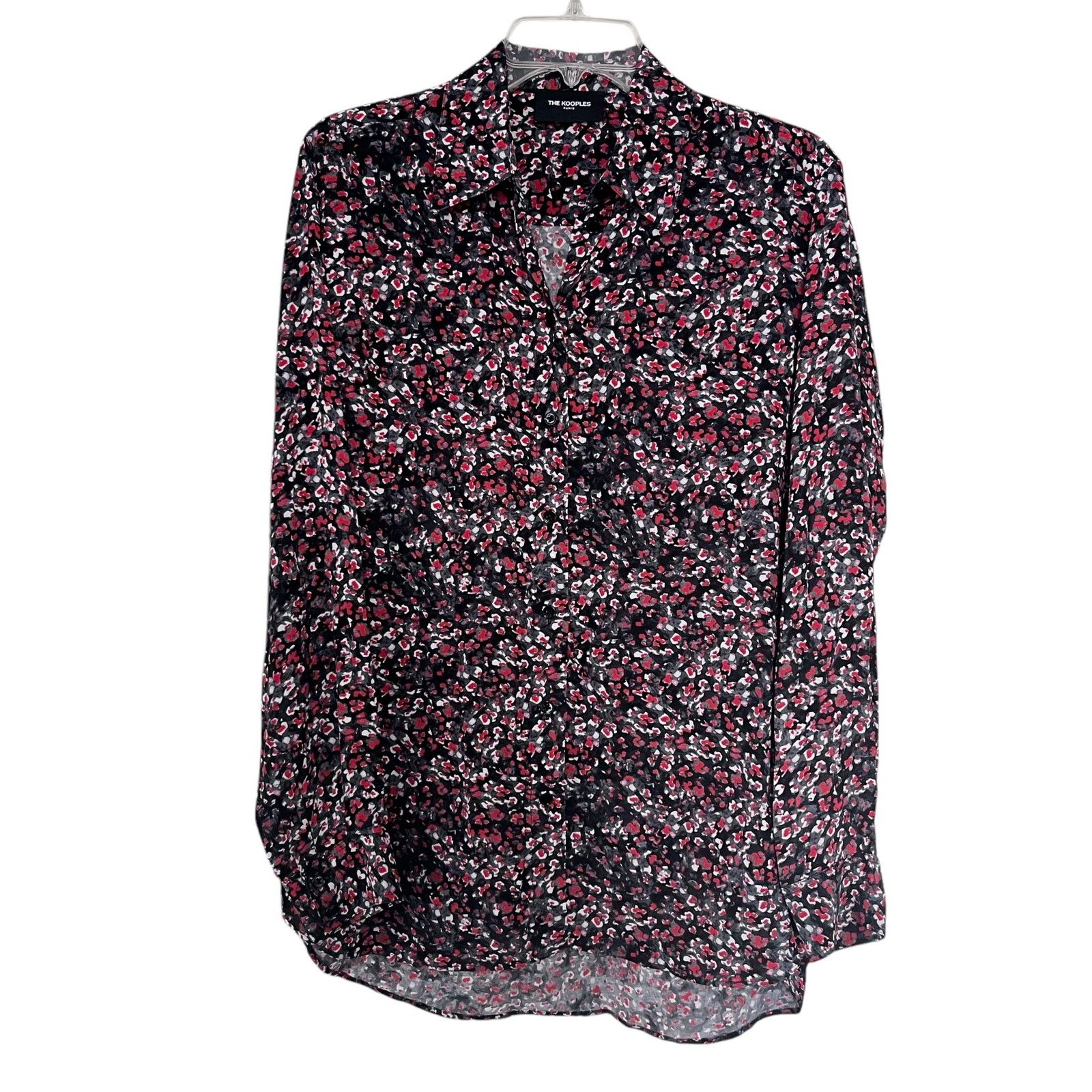 The Kooples The Kooples Black Red Floral Print Button Up Shirt Size M / US 6-8 / IT 42-44 - 2 Thumbnail