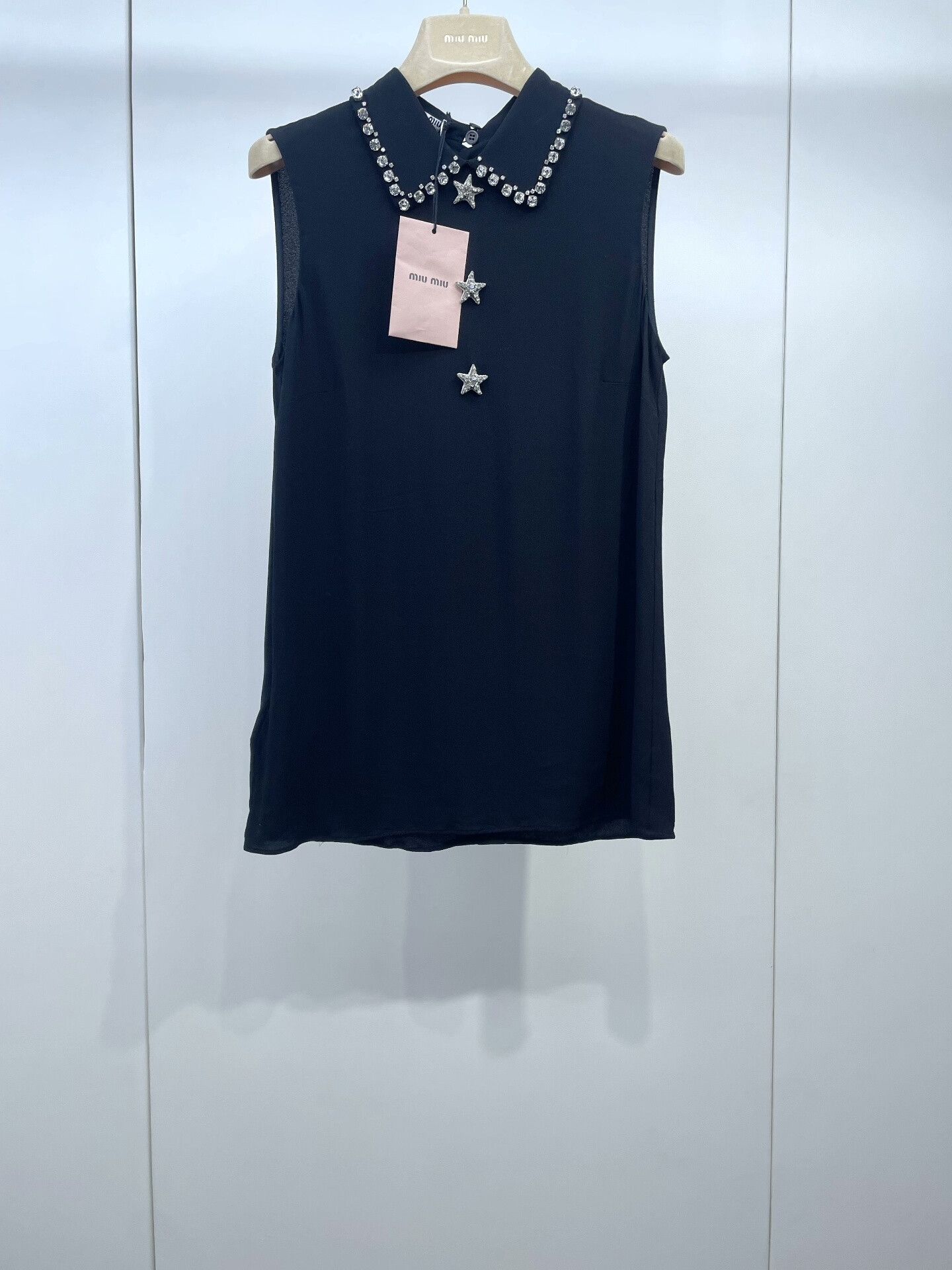 Miu Miu Miu Miu Black Top with Rhinestone Collar Size XS / US 0-2 / IT 36-38 - 1 Thumbnail