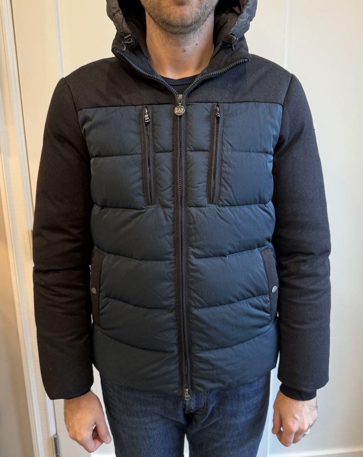 Emporio Armani Navy + Black Emporio Armani Short Down Coat Size US M / EU 48-50 / 2 - 1 Thumbnail