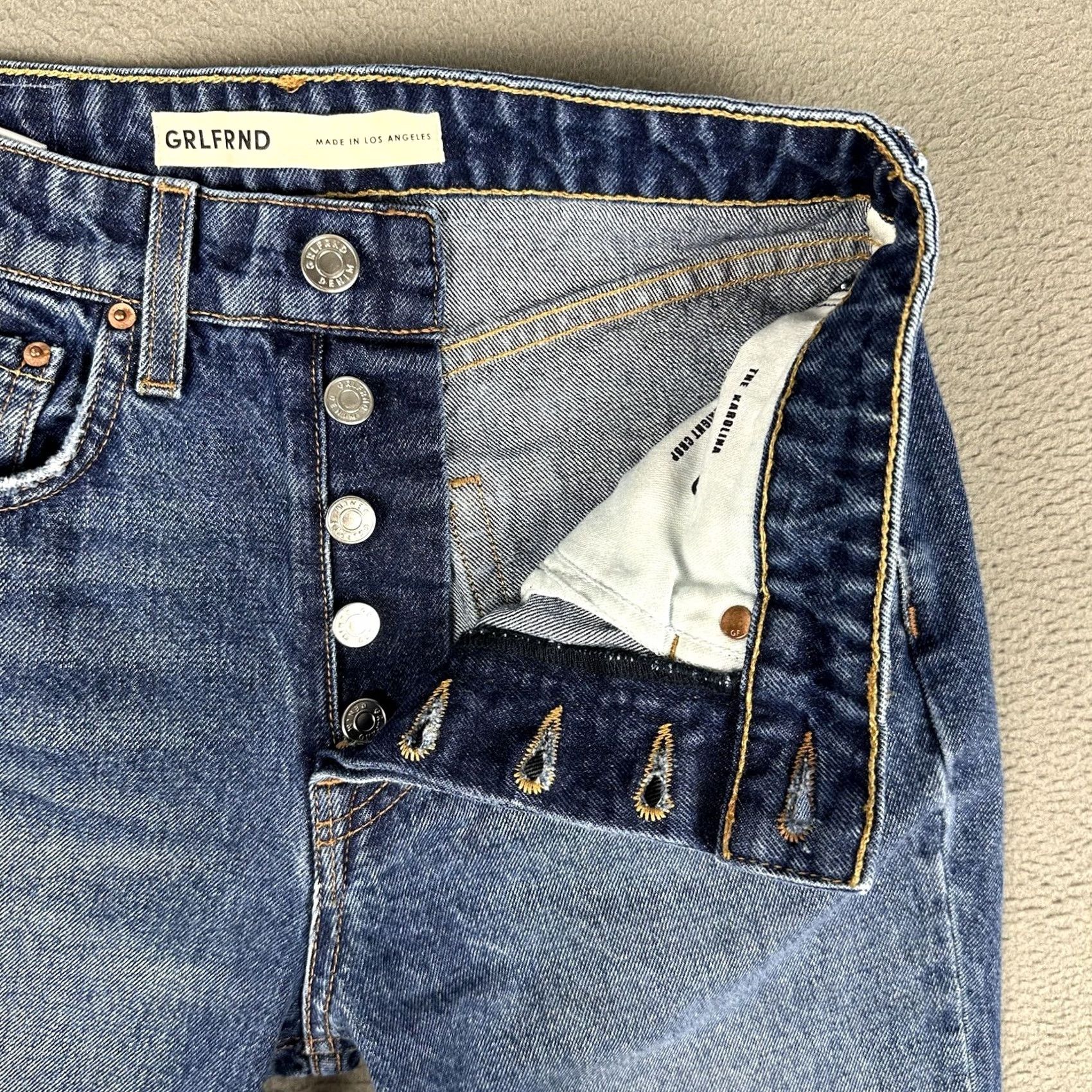 GRLFRND GRLFRND Jeans Womens 25 Blue Denim The Karolina High Rise Straight Crop Distress Shirts? Size 42" / US 20 - 7 Thumbnail