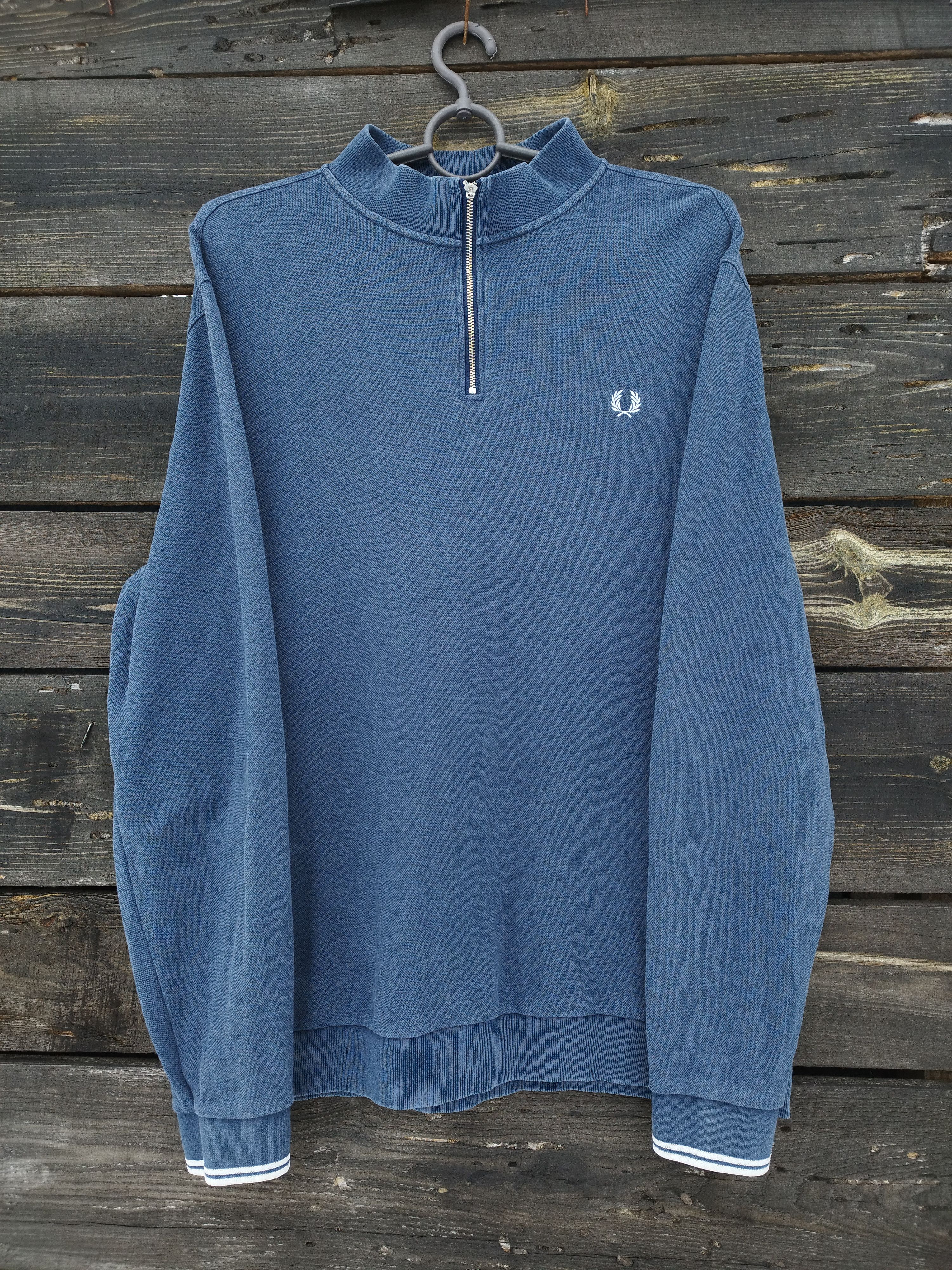 Fred Perry Fred Perry 1/4 Zip Pullover Sweatshirt - Vintage Blue Size US XL / EU 56 / 4 - 1 Thumbnail