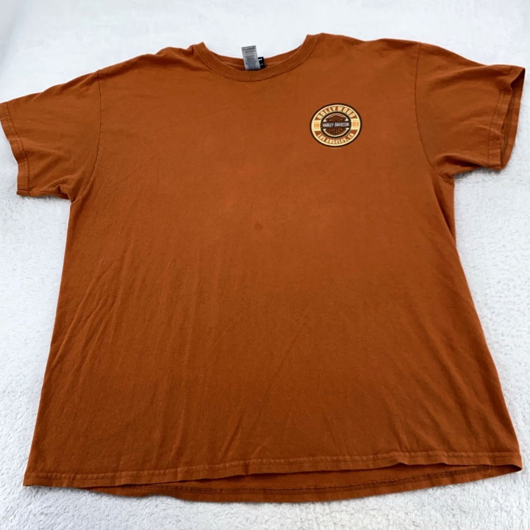 Harley Davidson Harley-Davidson Shirt Mens XL California Biker Motorcycle Graphic Print Crew Neck Short Sleeve Cotton Orange Size US XL / EU 56 / 4 - 3 Thumbnail