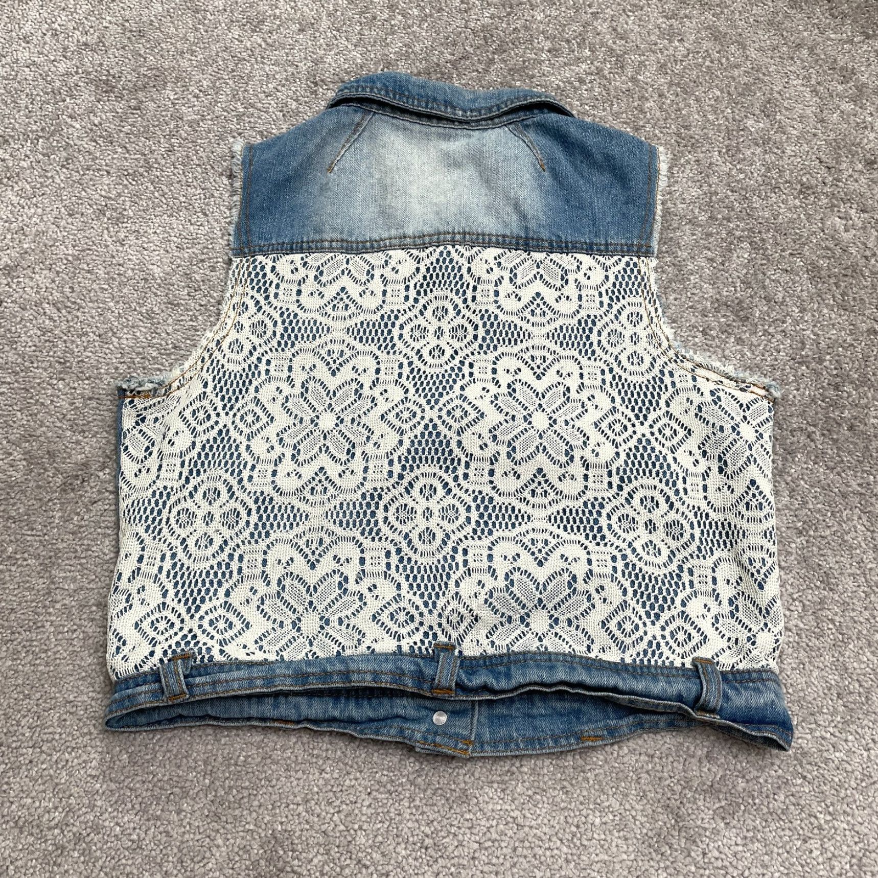 Denime HWY Jeans Denim Vest Womens M Blue Casual Button Down Sleeveless Pockets Short Jacket, Classic Outdoor, Regular Fit Women Size 32" / US 10 / IT 46 - 2 Thumbnail