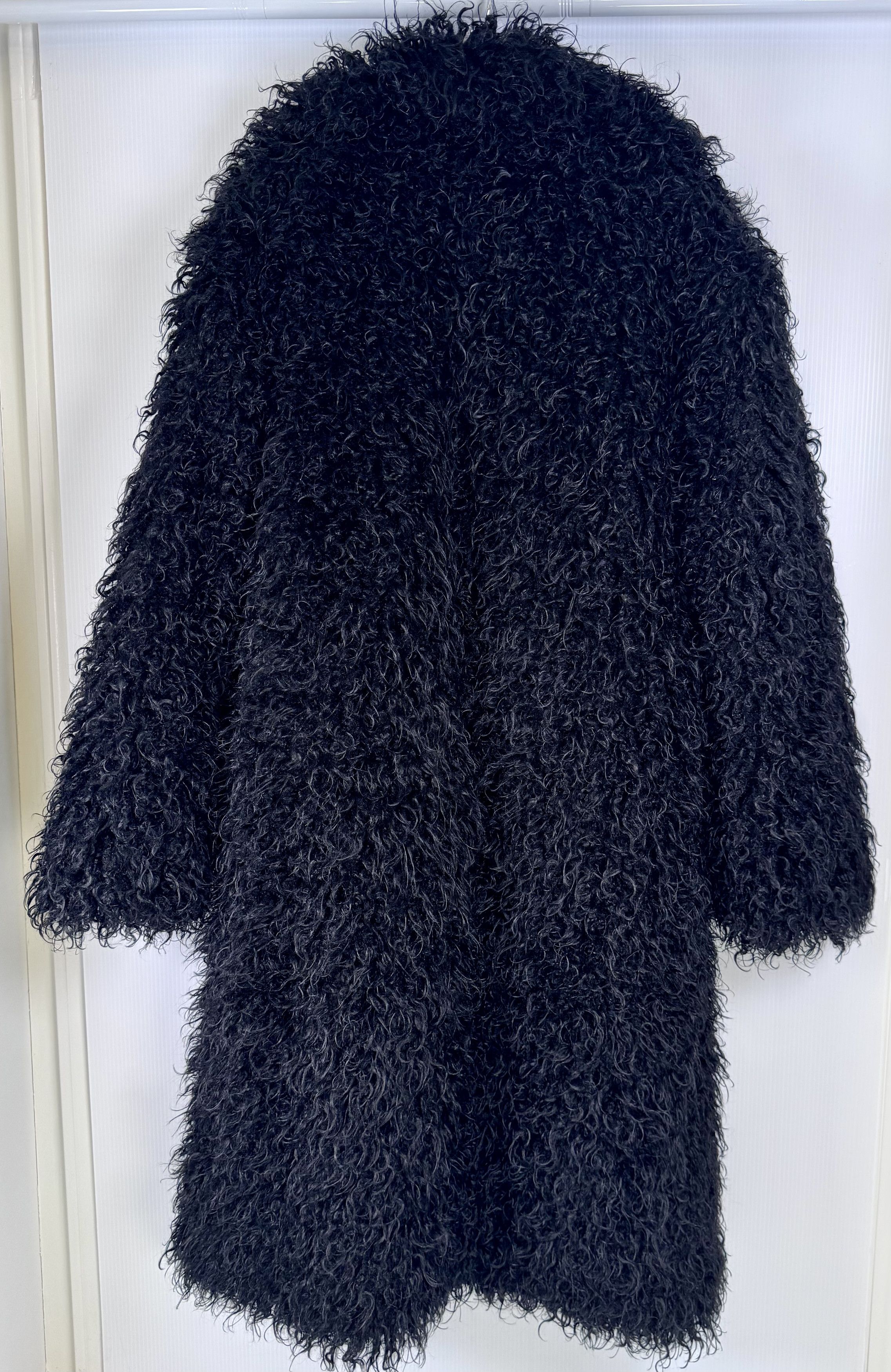 Other UNISEX Black Luxury Full Length Faux Mongolian Fur Coat Size 4XL / US 24-26 - 3 Thumbnail