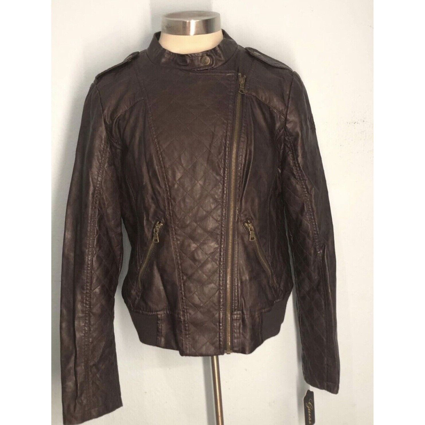 Guess NWT Jacket Faux Leather Large Women GUESS LOS ANGELES Size L / US 10 / IT 46 - 1 Thumbnail
