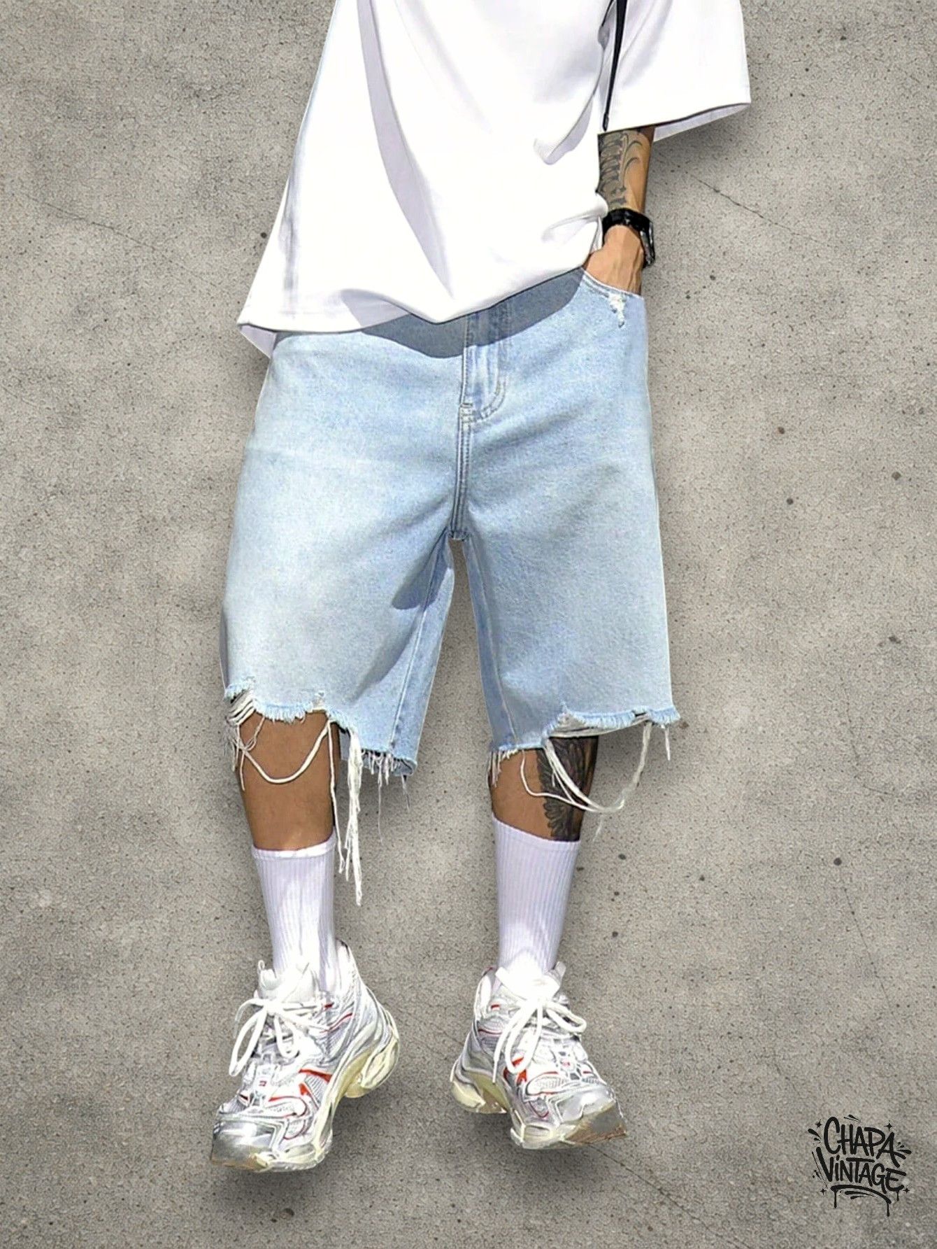 Vintage Washed ripped shorts Size US 32 / EU 48 - 3 Thumbnail
