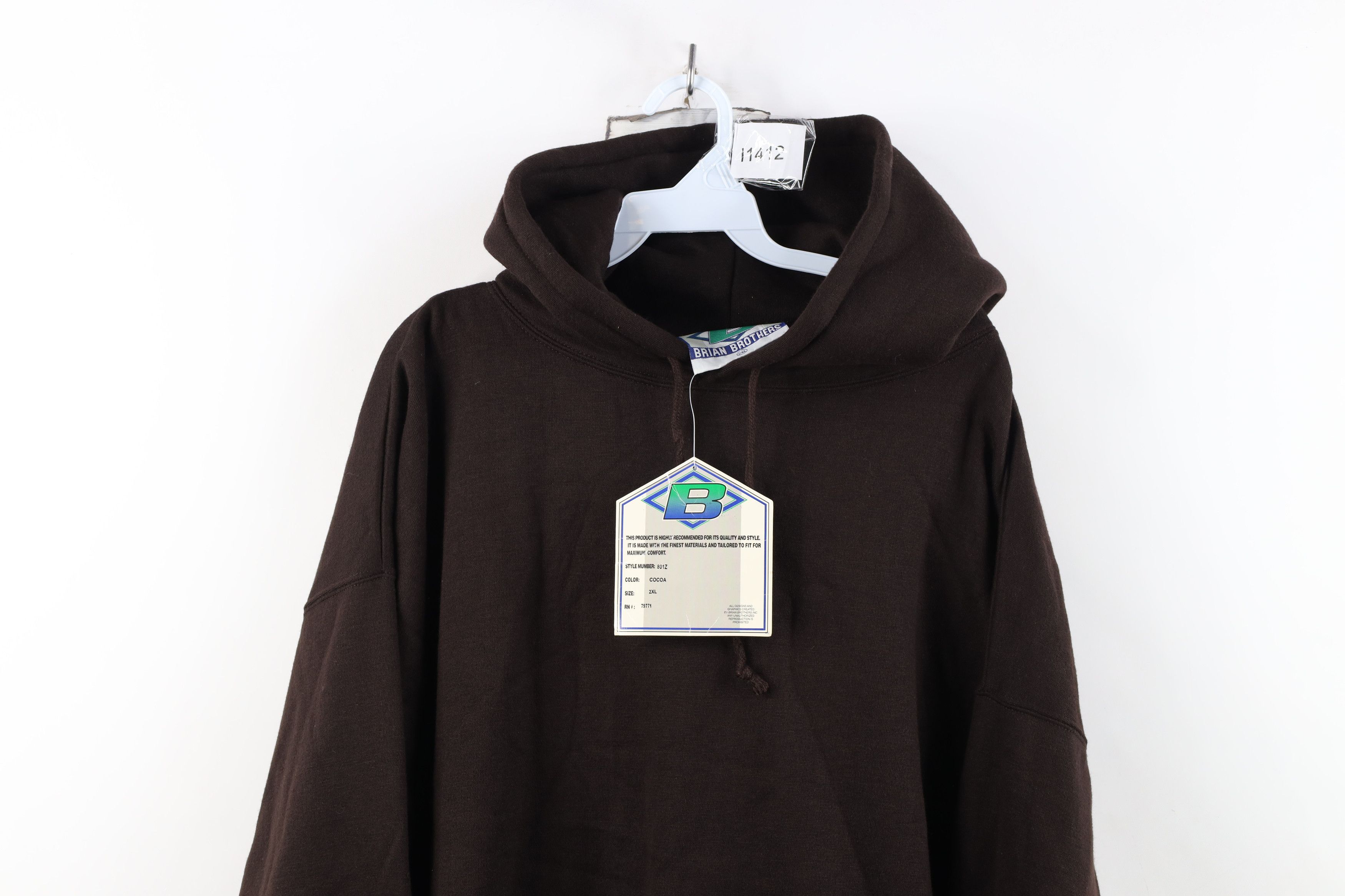 Vintage Deadstock Vintage 90s Streetwear Hoodie Sweatshirt Brown Size US XXL / EU 58 / 5 - 2 Thumbnail