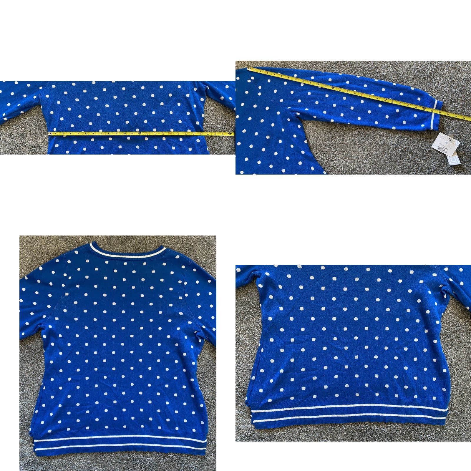 Liz Claiborne NWT New Liz Claiborne Sweatshirt Women’s XL Sky Driver Blue Polka Dot Long Sleeve Size XL / US 12-14 / IT 48-50 - 9 Thumbnail