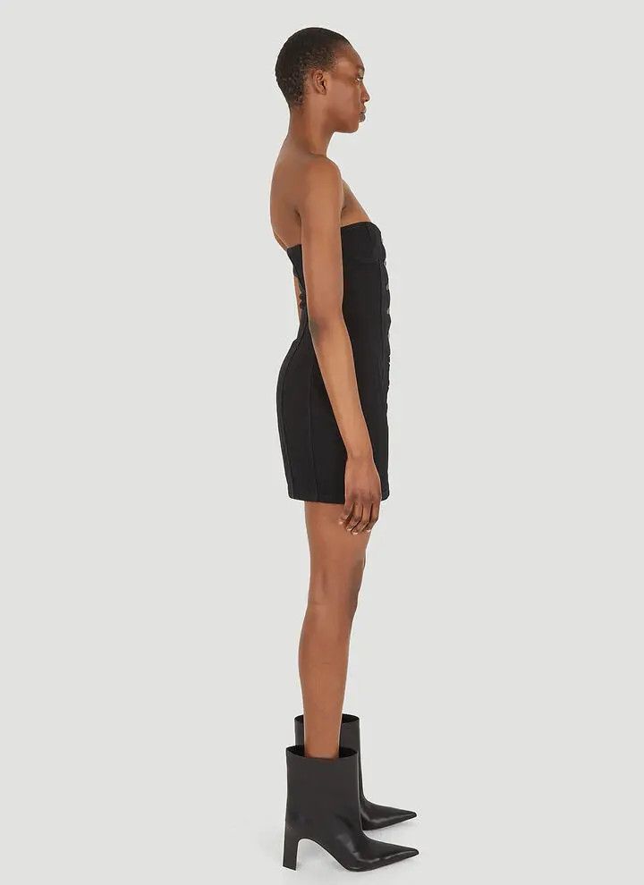 Saint Laurent Paris o1s1wg111024 Strapless Dress in Worn Denim in Black Size M / US 6-8 / IT 42-44 - 3 Thumbnail