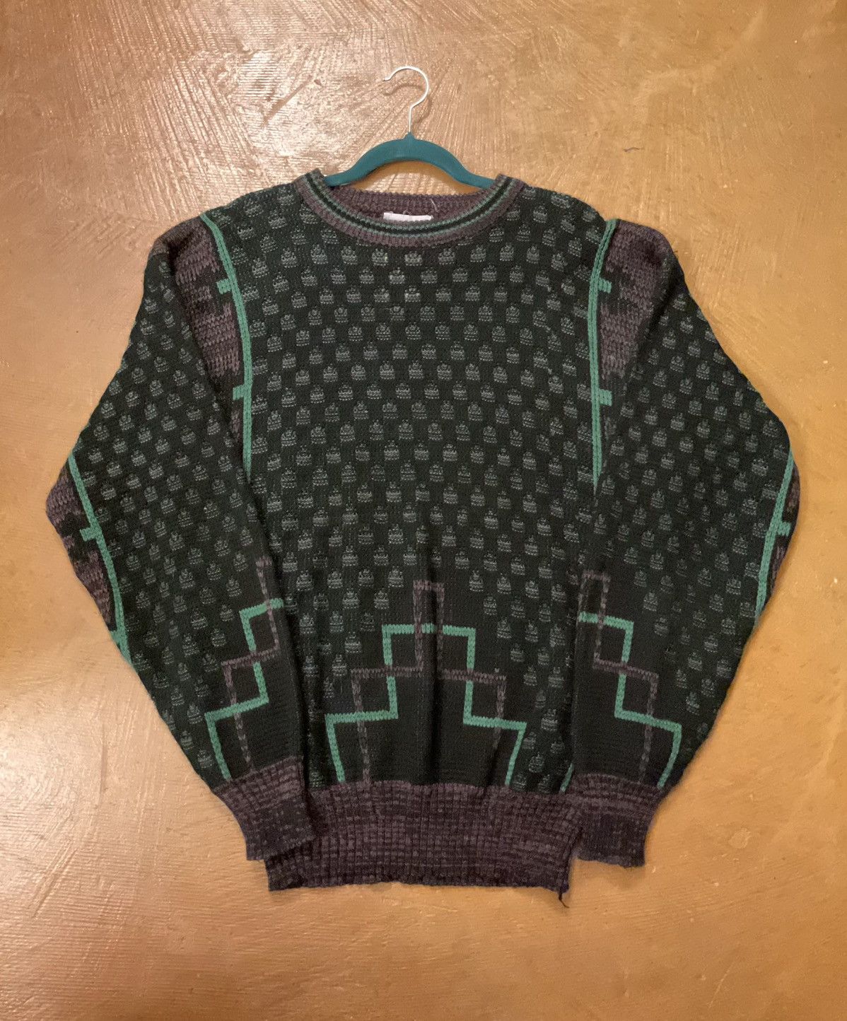 Other Men's Geometric Crewneck Sweater - Green and Gray Size US XL / EU 56 / 4 - 1 Thumbnail